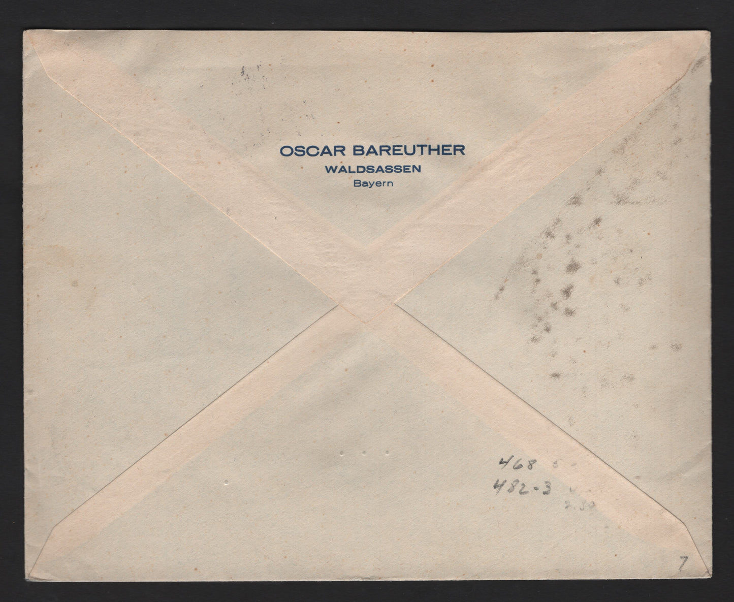 Lot 192 Germany SC#415-418 (Michel# 512W0R, 513xW0R, 514W0R, 515W0R) 1pf - 5pf Black - Bright Green , 1933-1936 Hindenburg Definitives, A Very Fine Used Cover, Franked With Singles With Attached Tabs, January 1834 Local Cover