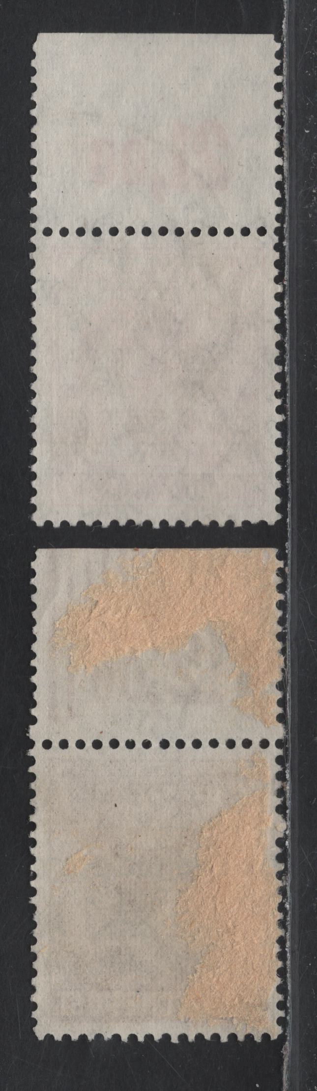 Lot 233 Germany Michel#44IaW0R, 46IIP0Rdgz (SC# 627, 808) 24pf - 30pf Brown Orange - Red , 1948 Pictorial Issue, 2 Very Fine Used Top Sheet Margin Singles, Band Posthorn & Network Posthorn Overprints, Counter Tabs
