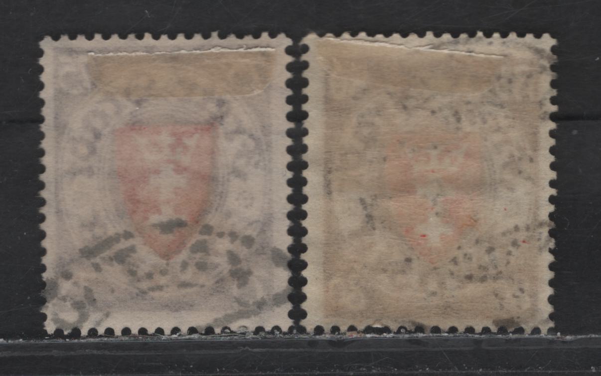 Lot 247 Danzig #190-191 70pf-80pf Violet & Red - Dark Orange Brown & Red Coat Of Arms, 1924-1937 Arms Issue, On Yellowish & White Paper, Wmk Webbing, 2 Fine Used Singles On Yellowish Paper