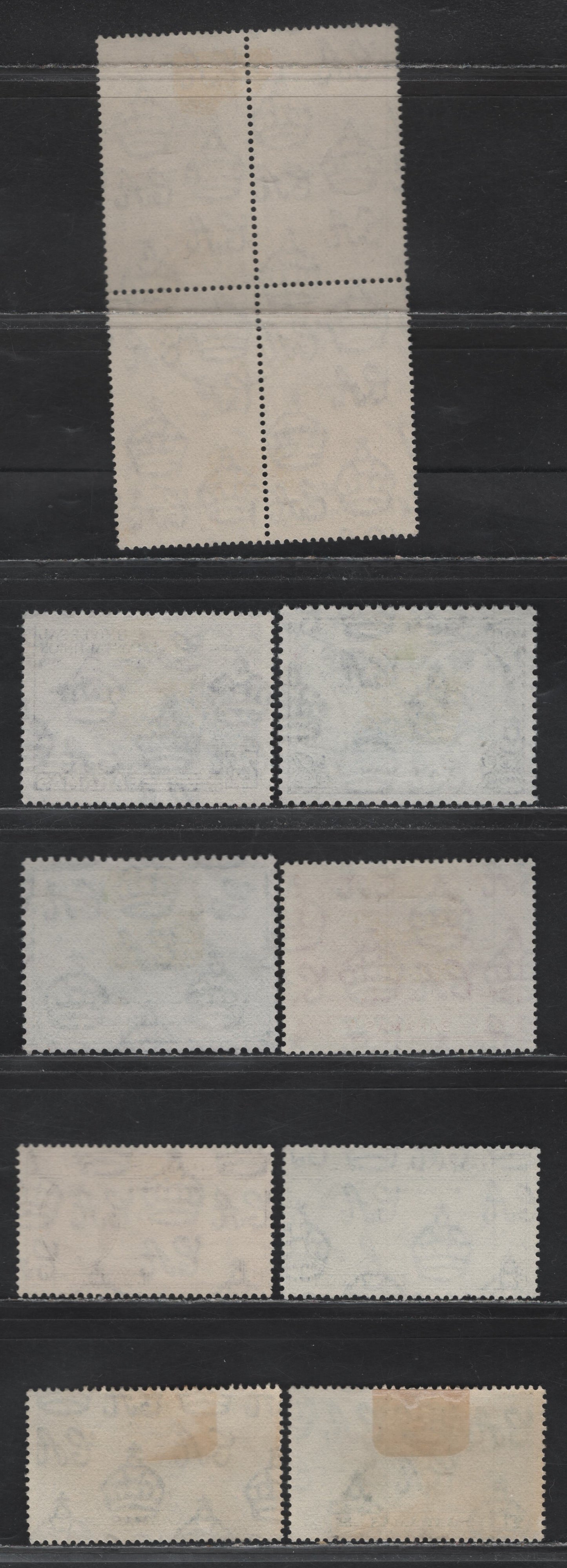 Lot 259 Bahamas (C) #146, 148, 176-177, 194, 196-199 1/2d-1/- Green-Carmine King George VI & Queen Elizabeth - UPU Monument In Berne, 1937 Coronation Issue-1949 UPU Issue, A Fine & VF Used Block of 4 & 8 singles