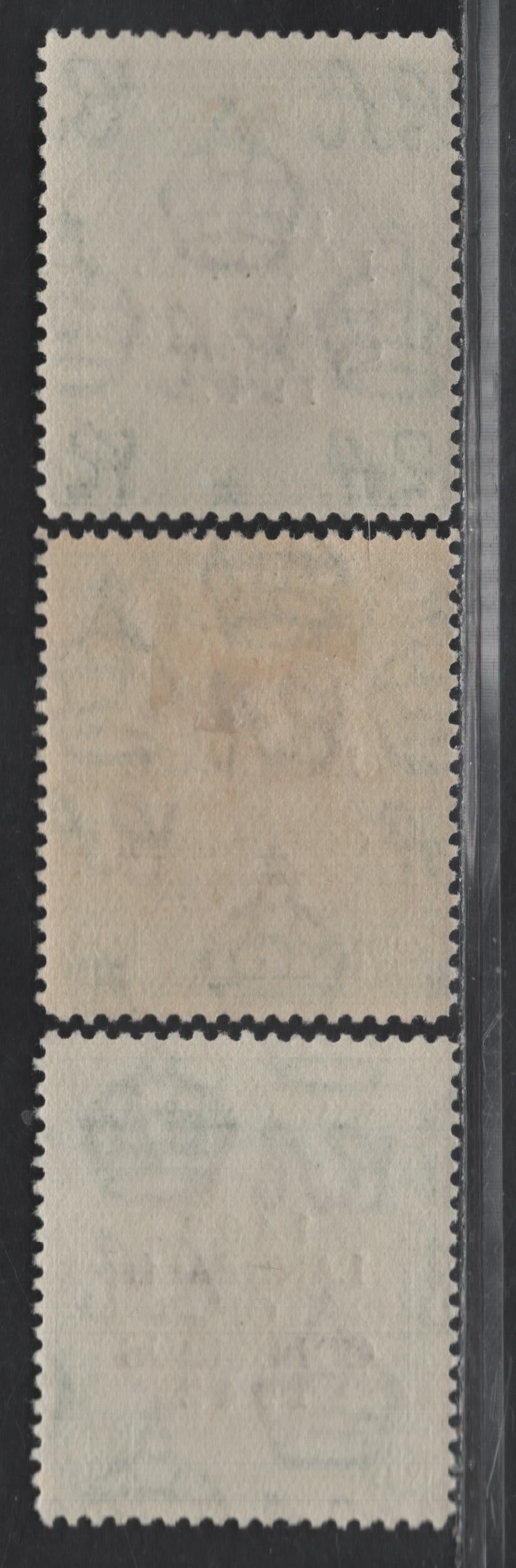 Lot 274 Bahamas (C) #173, 173a 3/- Slate Purple & Myrtle Green And Brownish Black & Green Badge Of The Colony, 1942-1945 Landfall Of Columbus Issue, 3 Fine & VFOG & VFNH Singles Overprinted 1942 & 1943 Printings, Slight Variation Of The 1942 Printings