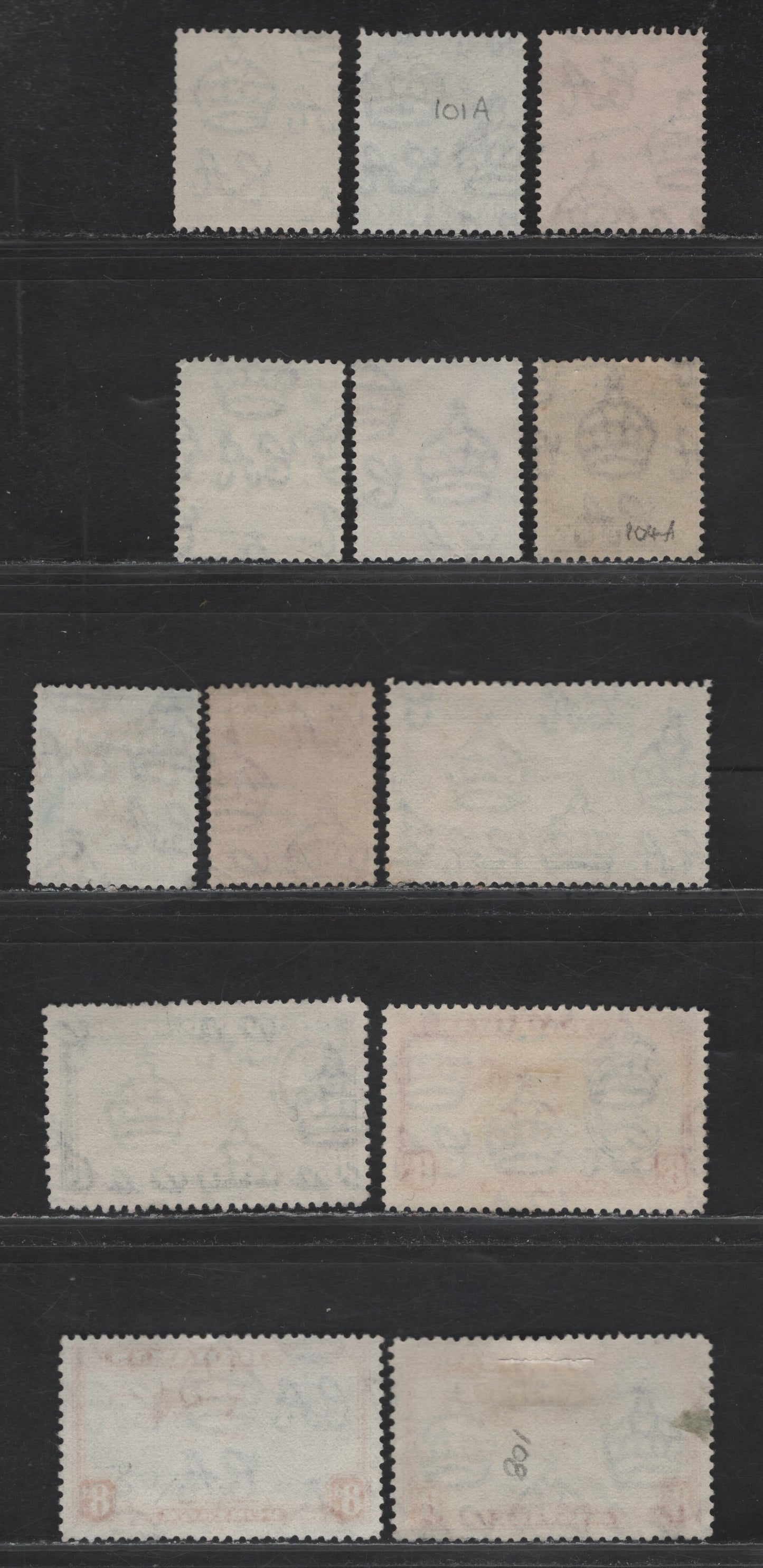 Lot 277 Bahamas (C) #149c, 150ab, 151, 152b, 153-153a, 154a, 159-160 1/2d-8d Bluish Green -Scarlet & Ultramarine 1938-1952 King George VI Definitive Issue, 13 Fine & VF Used Singles 1941 & 1942 Printings On Opaque Paper With Less Visible Wmk, Shades