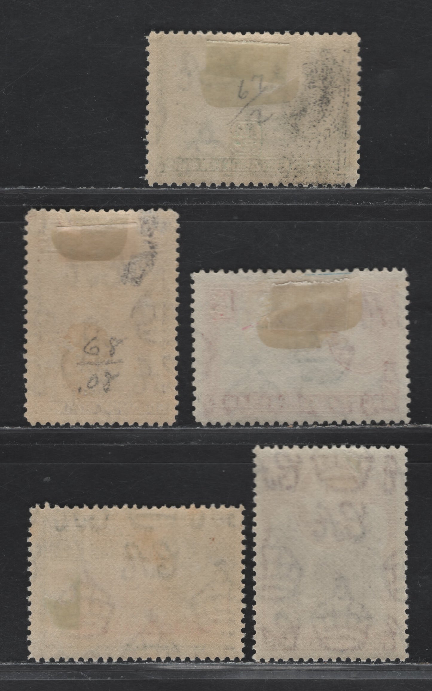 Lot 315 British Solomon Islands (C)SG#60-62, 64, 67 1/2d - 6d Blue & Blue Green - Deep Violet & Reddish Purple , 1939-1951 KGVI Pictorial Issue, 5 VFOG Singles, 1943-1944 Printings On Translucent Paper With Smooth Gum & Barely Visible Wmk