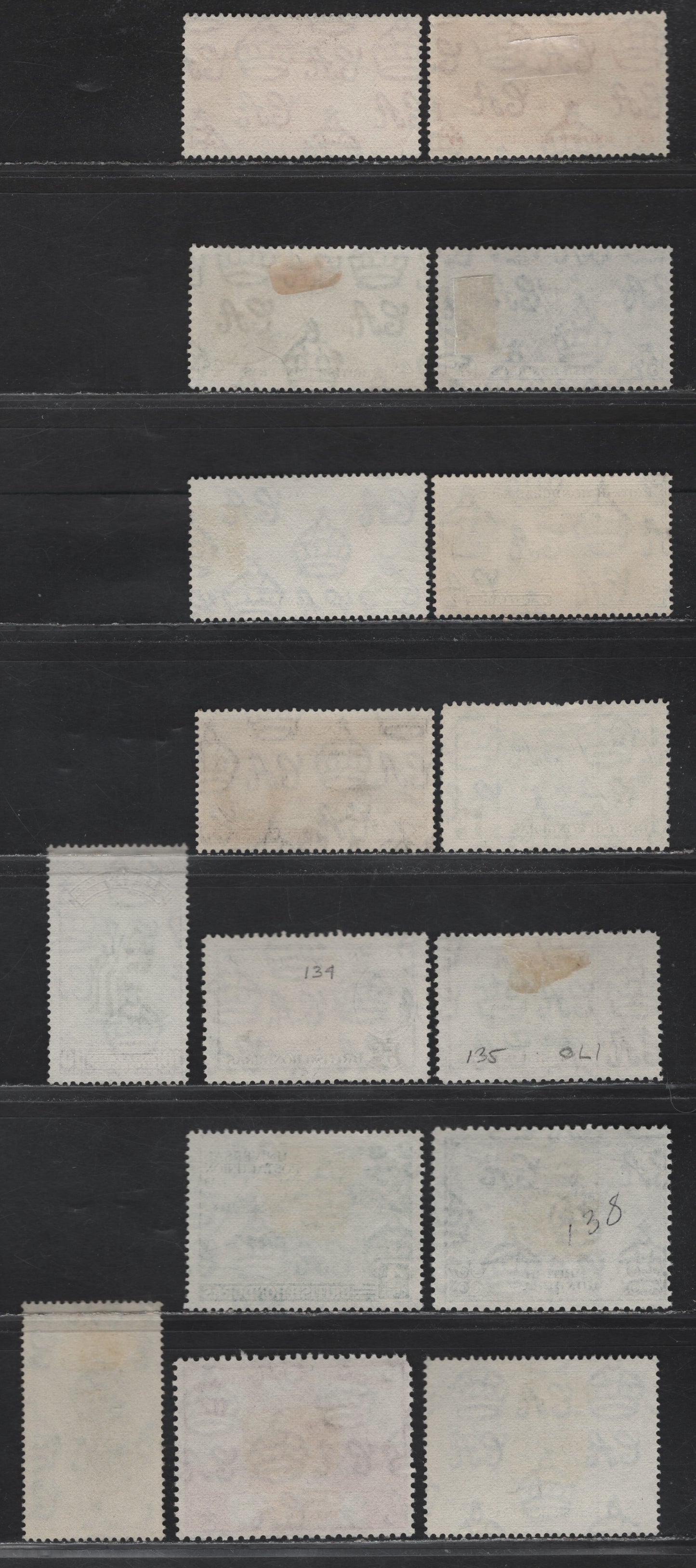 Lot 320 British Honduras (C) #147-149, 162-164, 166, 169-170, 172=175, 177 3c-10c Orange - Green & Brown, 1937 Coronation-1951 BWI University College Issues, 16 Fine & VF Used Singles With Shade Varieties