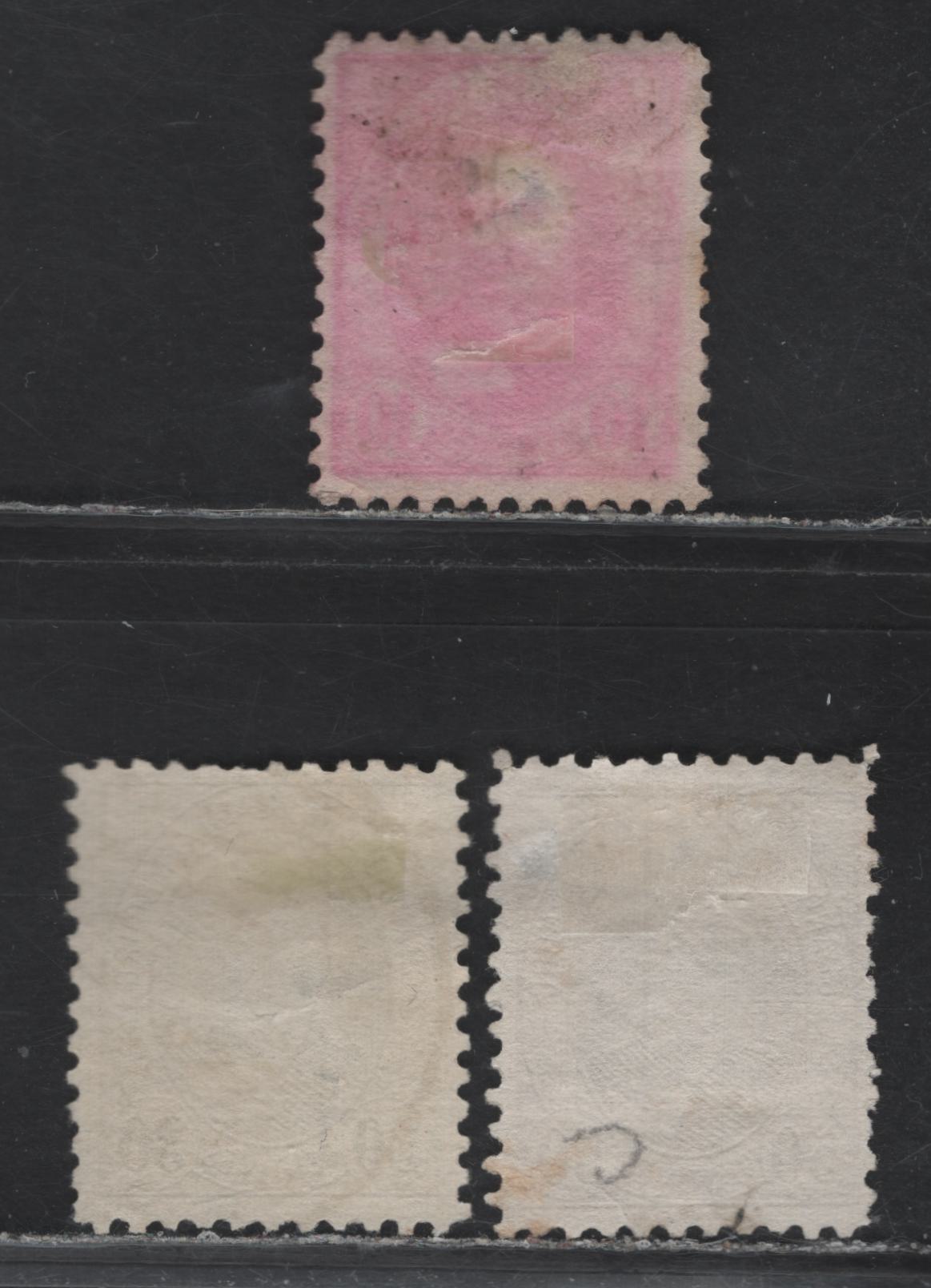 Lot 32 Luxembourg SC#60, 64, 66 (Michel# 57A, 61D, 63D) 10c - 50c Carmine - Brown , 1891-1893 Grand Duke Adolphe Issue, 3 Fine/Very Fine Used Singles, Perfs 11.5 (10c) & 11