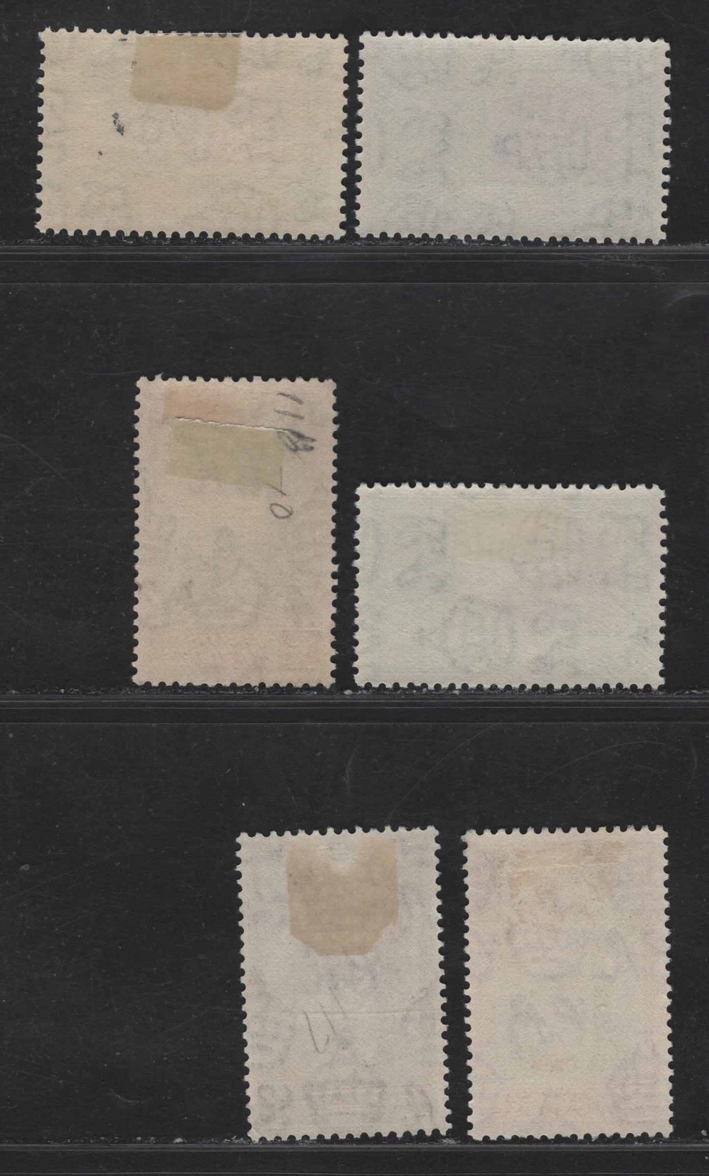 Lot 322 British Honduras (C) #150-153 1c-3c Purple & Emerald - Purple & Brown, 1938-1947 King George VI Pictorial Issue, 6 Fine & VFOG Singles 1942-1943 Printings With Smooth Gum Showing Very Fine Cracks Under Magnification, Shade Variations