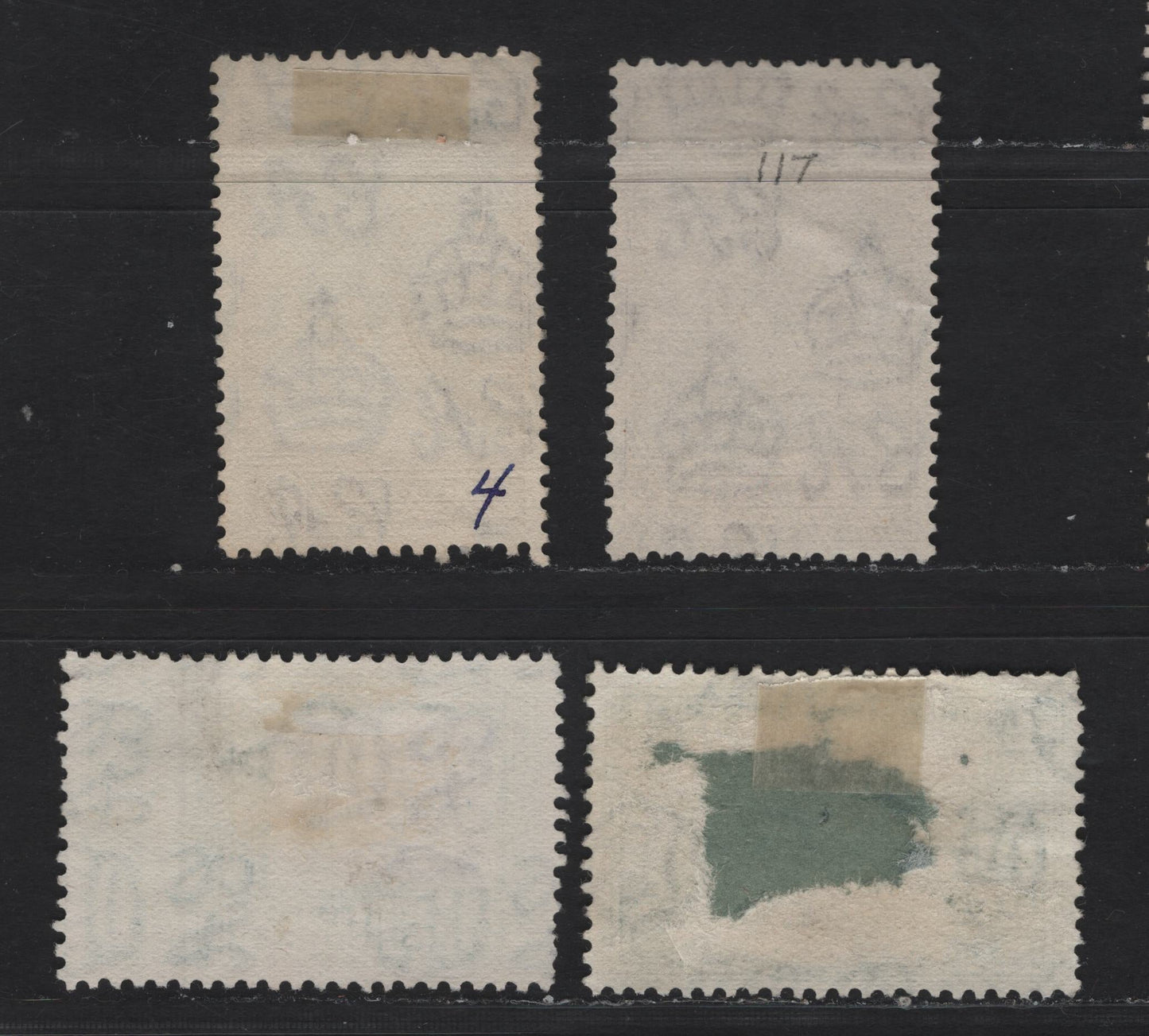 Lot 324 British Honduras (C) #150, 152-153 1c-4c Purple & Emerald - Black & Dark Green Maya Figures - Industries, 1938-1947 King George VI Pictorial Issue, 4 Fine & VF Used Singles 1942 Printings On Opaque Paper With Less Visible Watermark