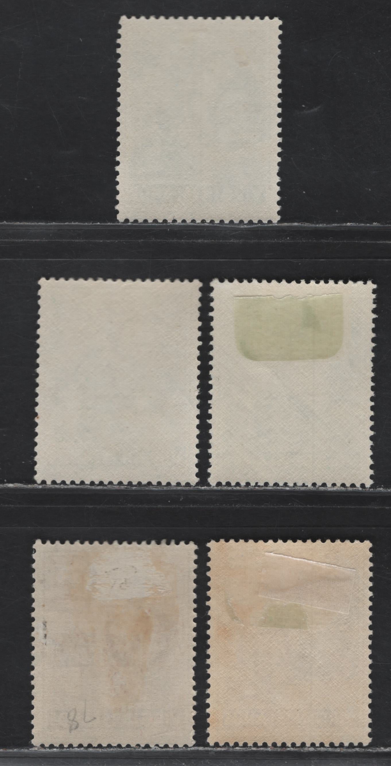 Lot 328 British Virgin Islands (C) #110a, 112-112a 1/2d-1d Green & Red Brown King George VI & Arms, 1938-1947 King George VI Photogravure Issue, 5 Fine & VFOG & VFNH Singles On Normal & Chalky Papers, Different Shades
