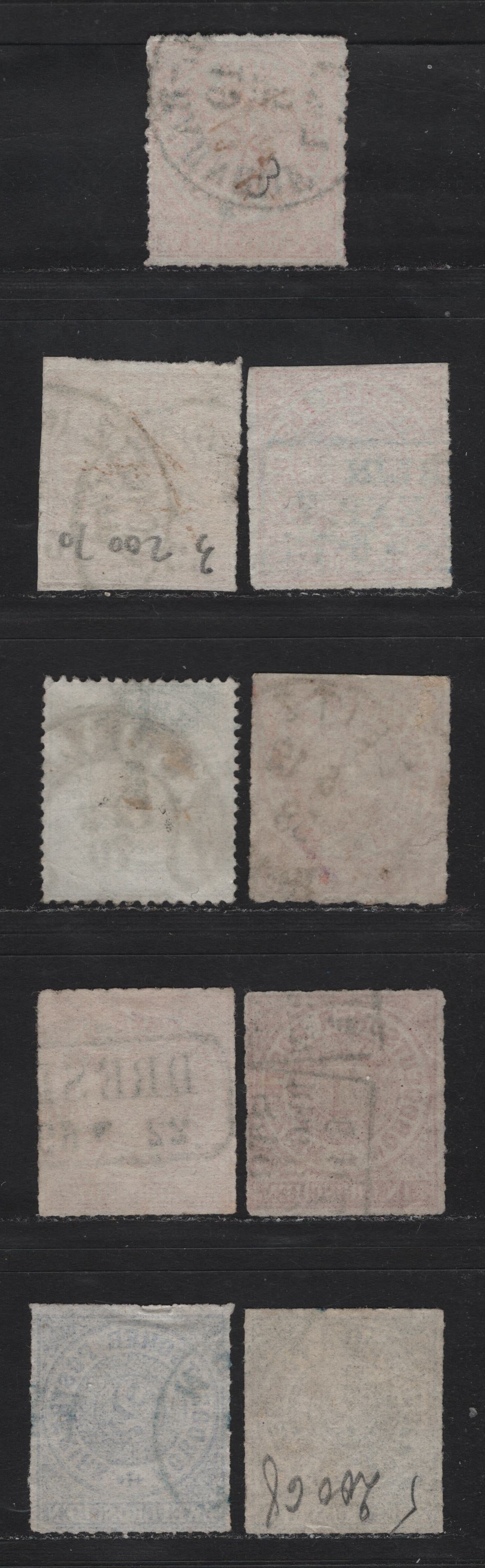 Lot 89 Germany - North German Confederation SC#3-5, 14 1/2gr - 1/3gr Orange - Green , 1868-1869 Rouleted Numeral Issues, 9 Very Good/Fine/Very Fine Used Singles, Showing Some Shade Variations, As Well As Different Cancels