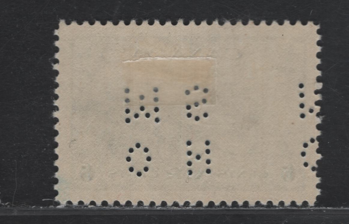Lot 237 Canada #O9-C7 6c Light Blue Air Training Plan, 1942-1943 Airmail War Issue, A VFOG Single, CBN-GGGGG Paper, Perf 11.95x11.85, 4-Hole OHMS Perfin, Original Die POS. 3 (Inverted).