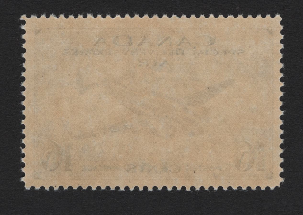 Lot 257 Canada #CE1 16c Bright Violet Blue Trans-Canada Airplane, 1942-1943 Airmail Special Delivery Issue, A VFNH Single, CBN-JJJJJ Paper, Perf 12x11.9