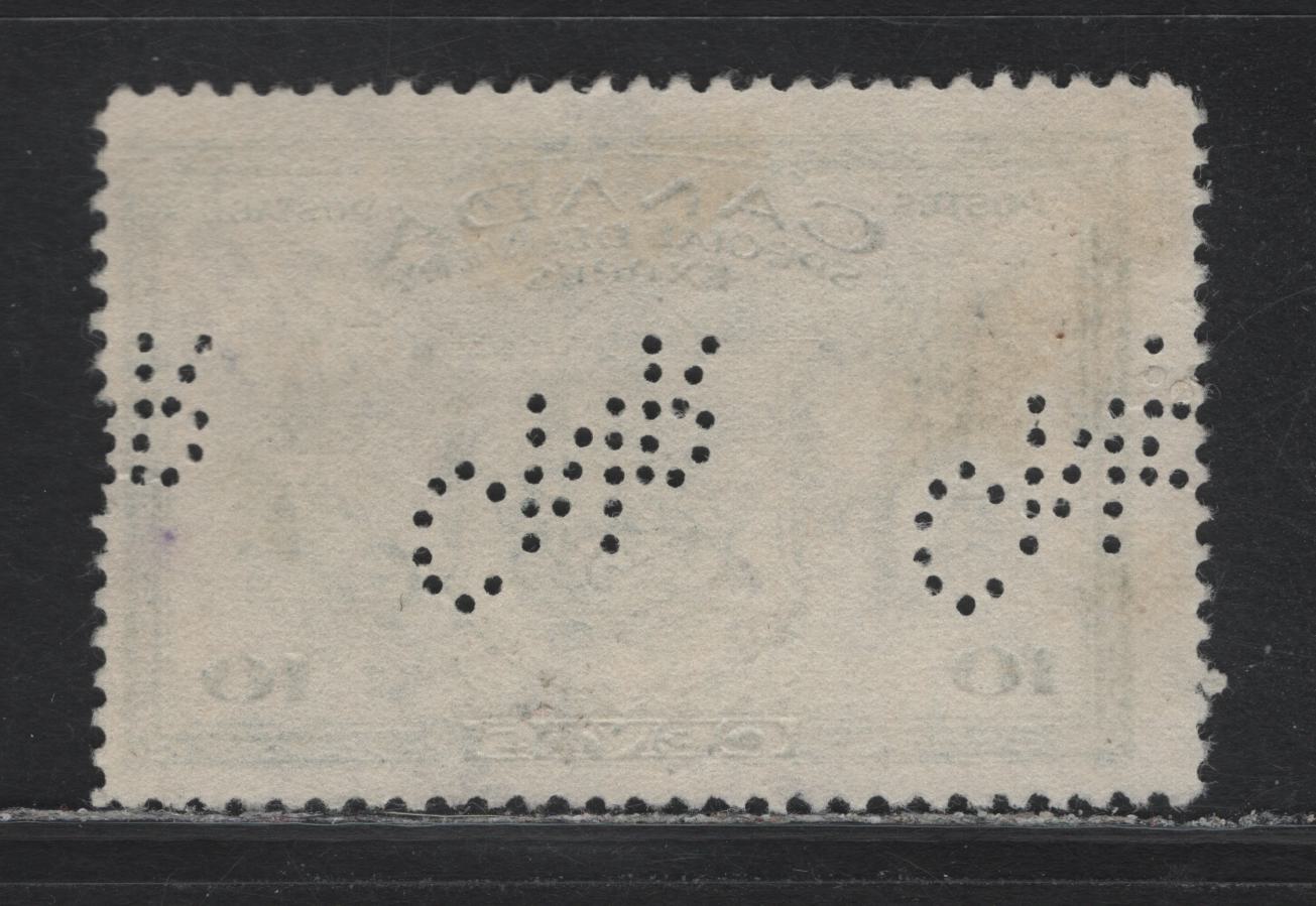 Lot 298 Canada #E10 10c Green Arms & Flags, 1942 War Issue Special Delivery, A Fine Used Single, Montreal CNR Perfin From Pos. 3, Unchecked As To Paper Type & Perf