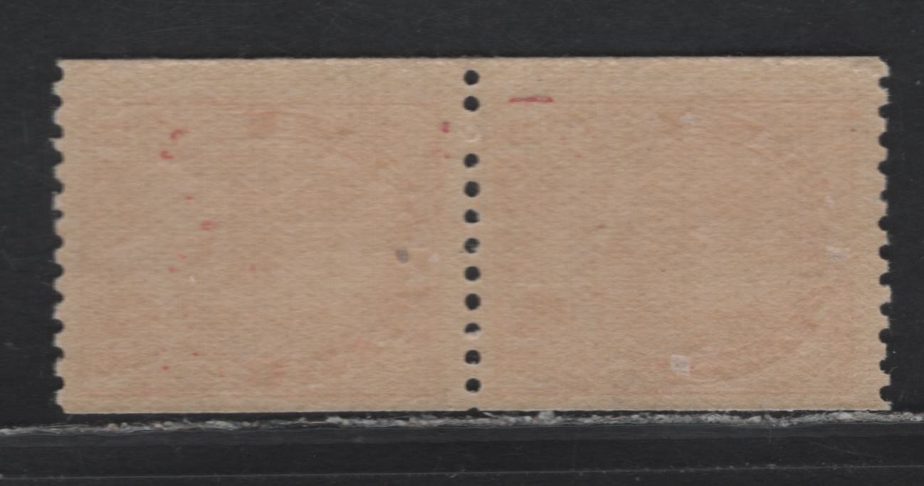 Lot 44 Canada (C) #132 2c Carmine King George V, 1915-1924 Admiral Issue, A FOG Vertical Coil Pair, Perf 12 Horiz, Wet Printing, 17.4x21.25 Design, Retouched Frameline, Small Surface Scuff At UR of Bottom Stamp.
