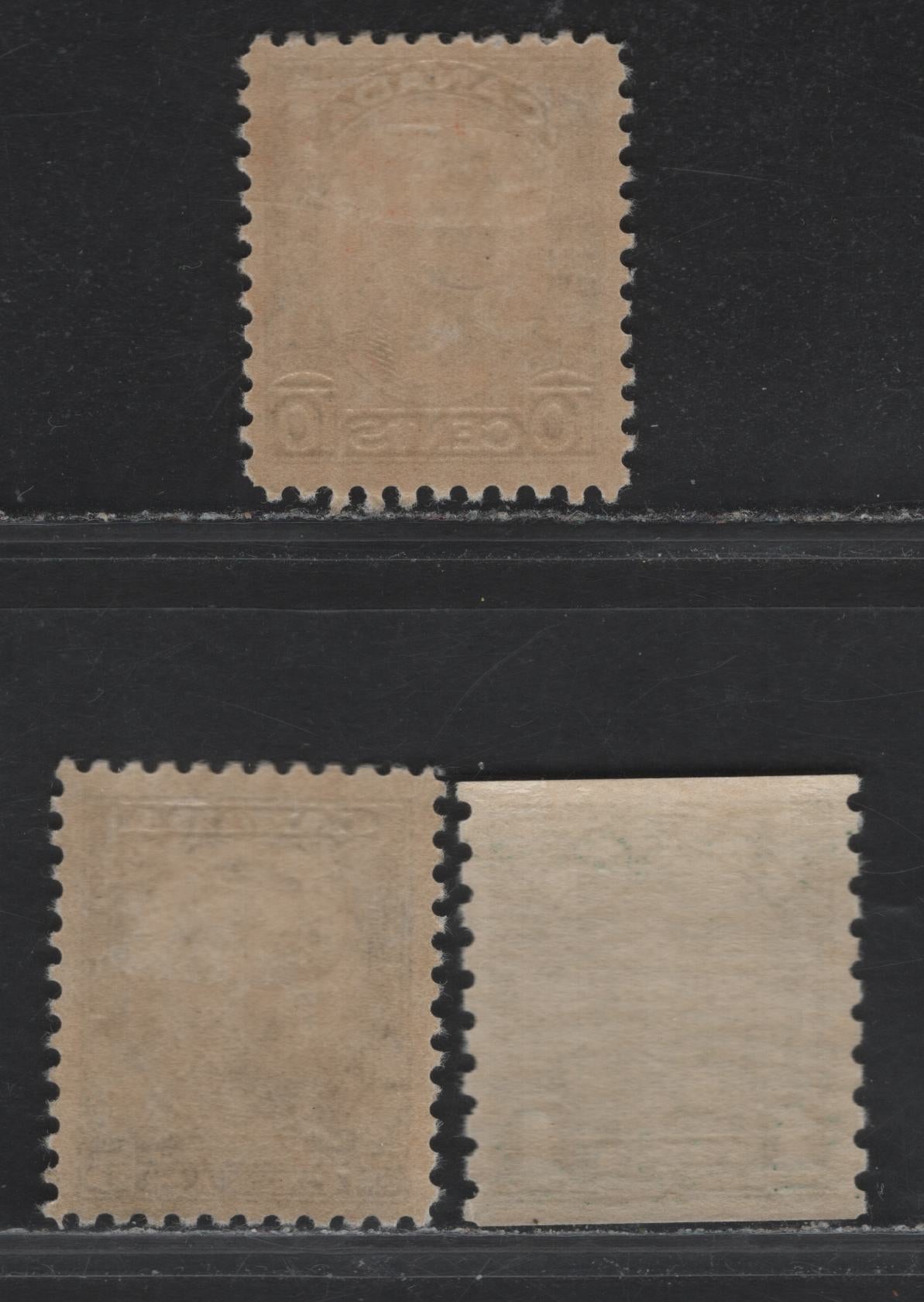 Lot 57 Canada (C) #179, 190, 193 1c - 5c Dark Green - Dull Blue King George V - Prince of Wales, 1930-1932 Arch/Leaf - Imperial Economic Conference Issues, 3 VFOG Singles, BABN-Y & BABN-D Papers, Perf 8.5 Vertical, Perfs 10.9 & 10.9x10.8.
