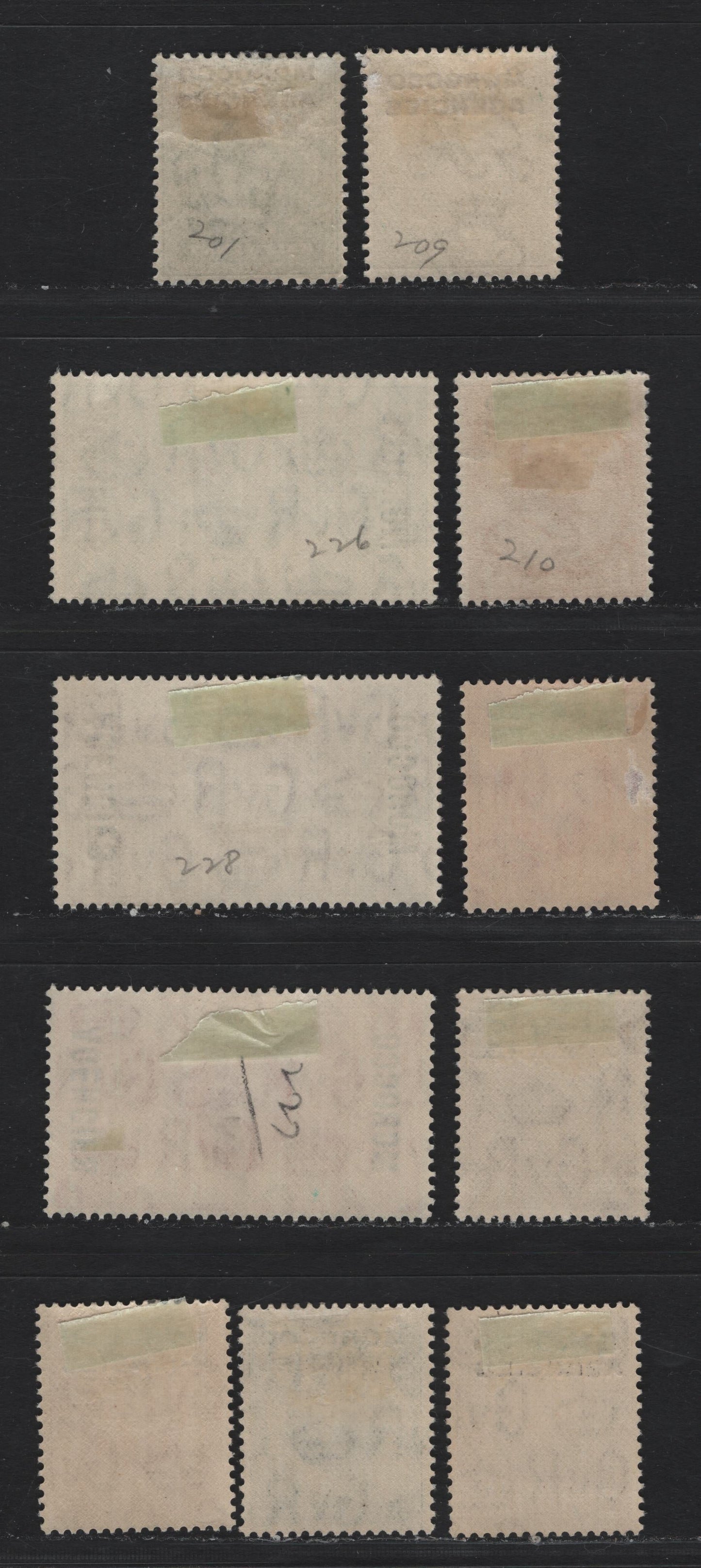 Lot 84 Morocco Agencies - British Currency (C) SG#31, 42-43, 62-64, 66-68, 71-72 1/2d - 1/- Pale Yellowish Green - Bistre Brown , 1907-1937 King Edward VII - KGV Photogravure Issues, 11 F/VFOG Singles