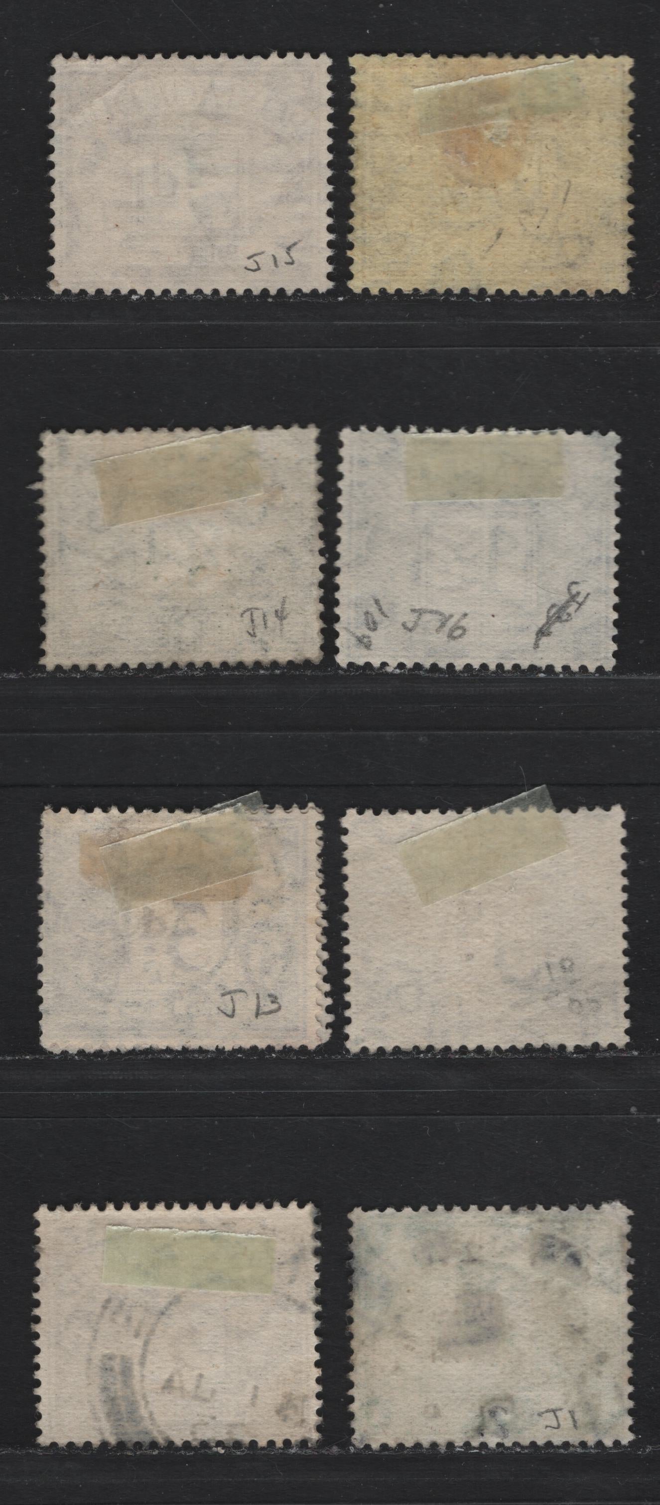 Lot 95 Great Britain (C) SG#D10/D18 1/2d-2/6d Emerald - Purple on Yellow Framed Numeral, 1924-1931 Postage Due Issue, 9 Fine & VF Used Singles Wmk Block Cypher Sideways, Includes Two Shades Of the 3d and 1/-