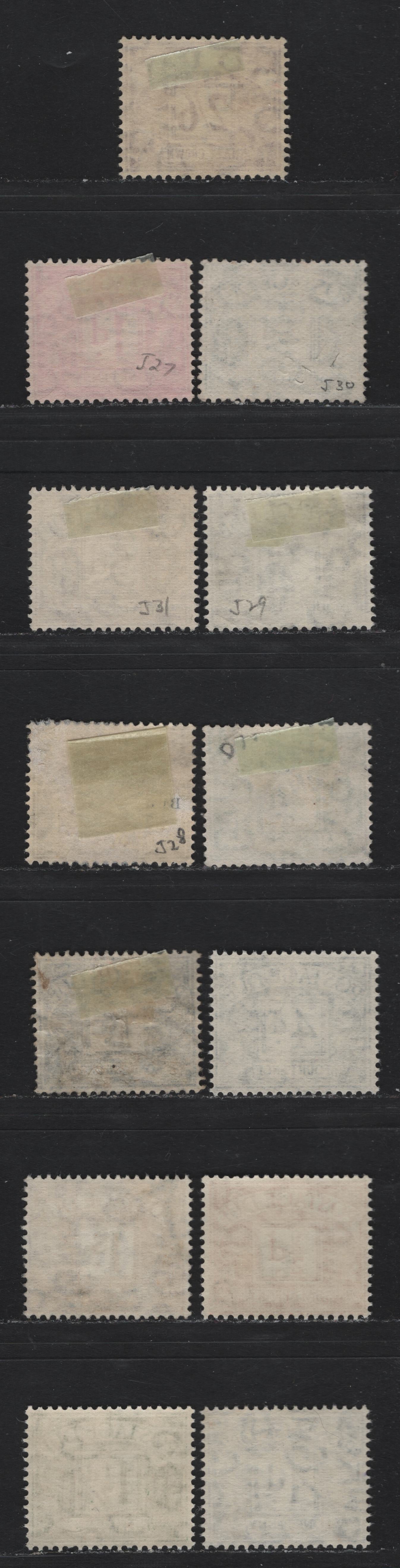 Lot 98 Great Britain (C) SG#D27-D39 1/2-1/- Emerald - Ochre Framed Numeral, 1937-1952 Postage Due Issue, 13 Fine & VF Used Singles Wmk GVIR Sideways