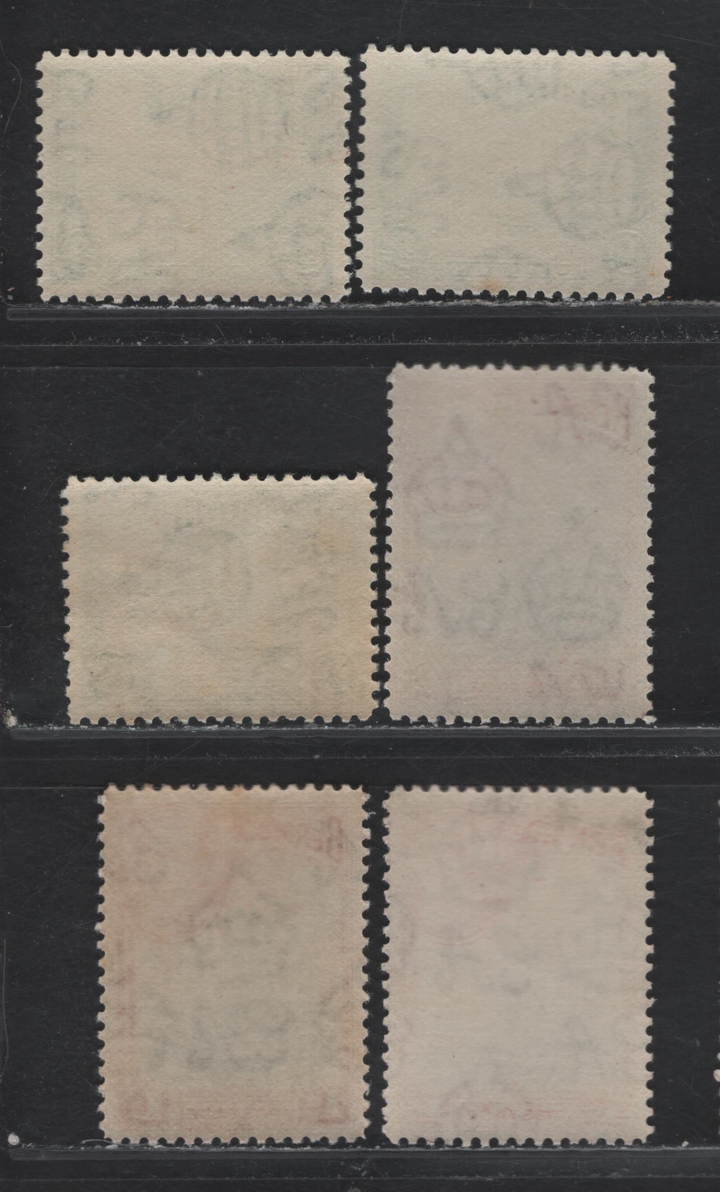 Lot 206 Bermuda SG#98, 110 1/2d - 1d Emerald Green - Gray Black & Deep Rose Red , 1936-1952 KGVI Pictorial Issue, 6 VFNH Singles, Line Perf Printings On Opaque Paper, Barely Visible Wmk & Smooth Gum, Likely From 1946-1948 Period.