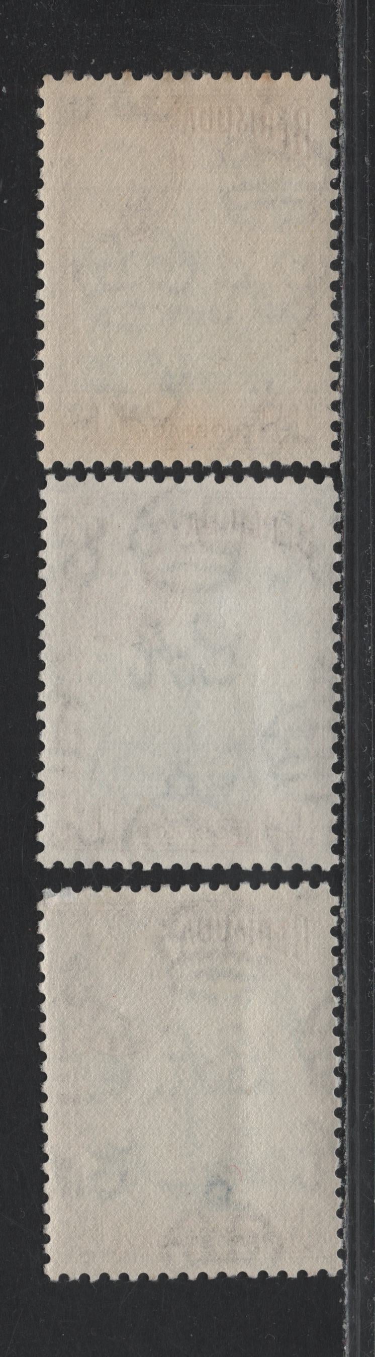 Lot 225 Bermuda (C)SG#111b 1.5d Blue & Deep Violet Brown - Light Blue & Deep Brown Purple , 1936-1952 KGVI Pictorial Issue, 3 VFNH Singles, 1950-52 Comb Perf Printing, Opaque Paper With Clear Wmk & White Crackly Gum
