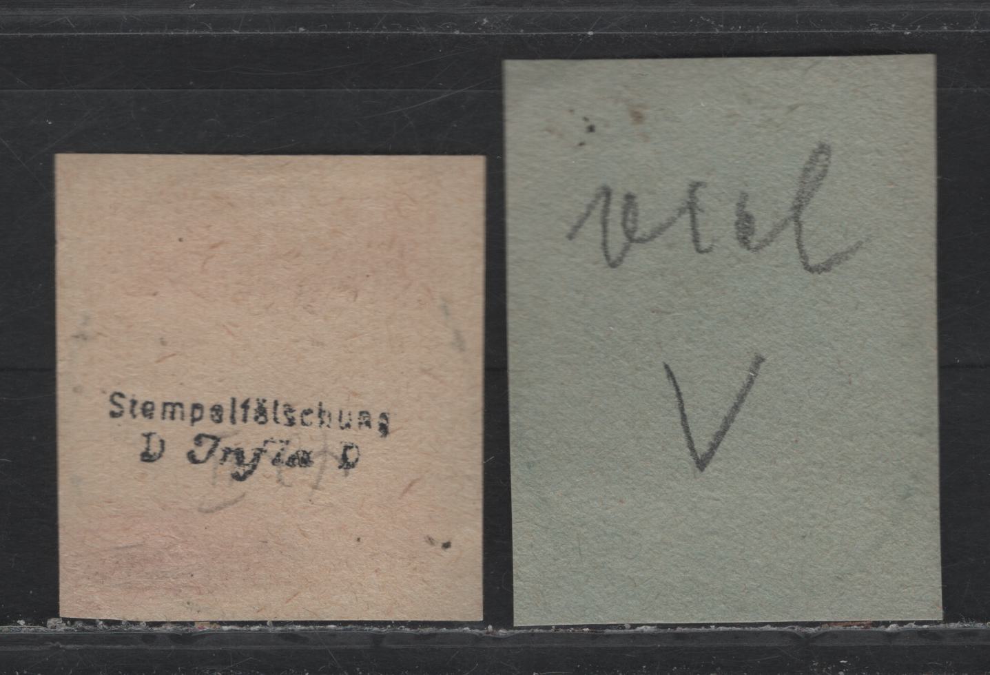 Lot 267 Danzig SC#25c, 26c (Michel# 41II, 42II) 1m on 30pf - 1.25m on 3pf Orange & Black - Brown , 1920 Surcharged Germania Issue, 2 Fine/Very Fine Used Singles on Piece, Gray Burlage Having Points Down, CTO/Forged Cancels