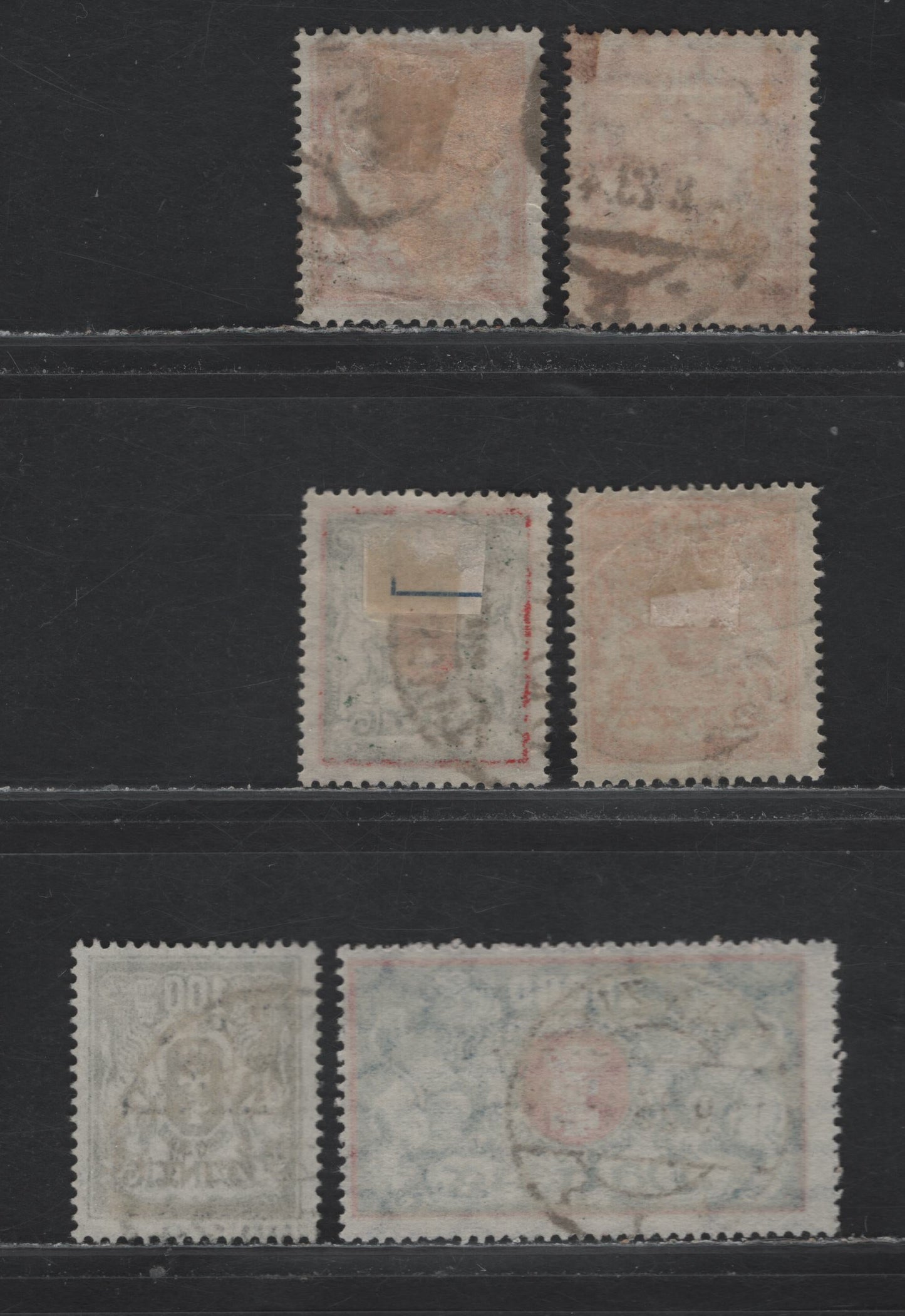 Lot 299 Danzig SC#107, 114-115, 124 (Michel# 128x, 141,148, 142) 100m - 20,000m Dark Green & Red - Pale Blue & Red , 1922-1923 Arms Issue, 4 Fine/Very Fine Used Singles, 3 Shades Of Orange On the 200m Webbing Wmk All Genuine Postal Cancels Except 1.