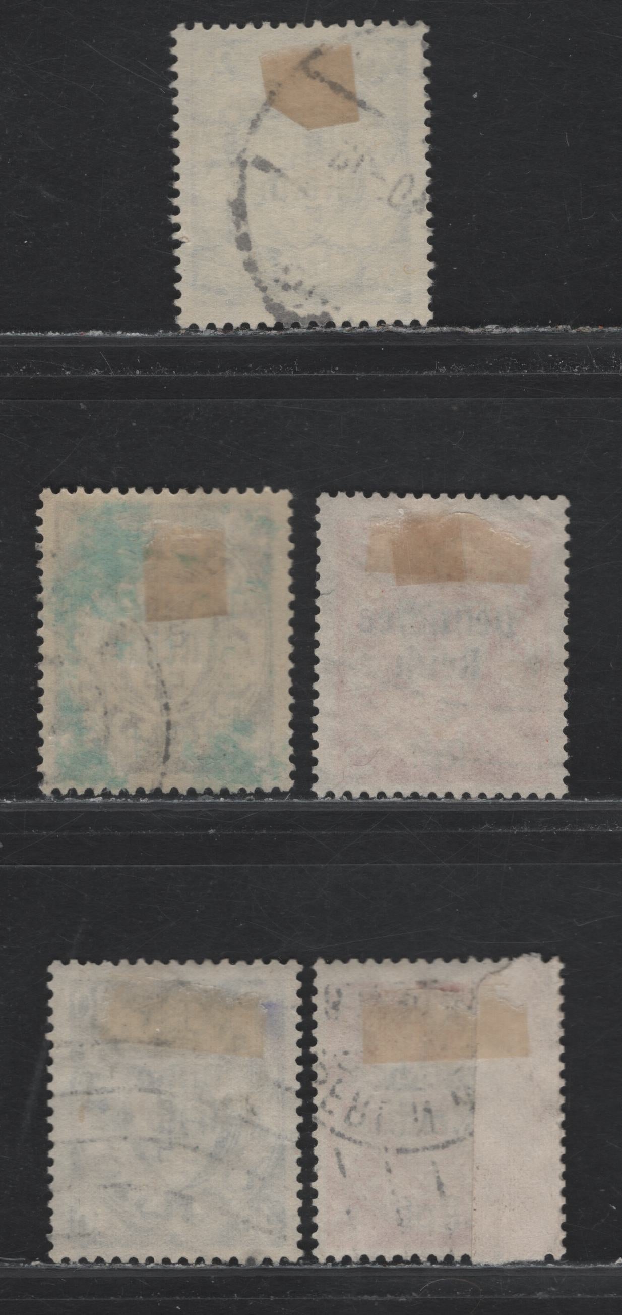 Lot 319 Danzig SC#243, 245, 248, 250-251 (Michel #718x, 722x, 723, 725x, 726x) 5rpf - 40rpf Orange - Dark Blue Arms, 1939 German Administration Overprints, 5 Fine & VF Used Singles 20rpf Wmk Webbing, Others Wmk Swastikas