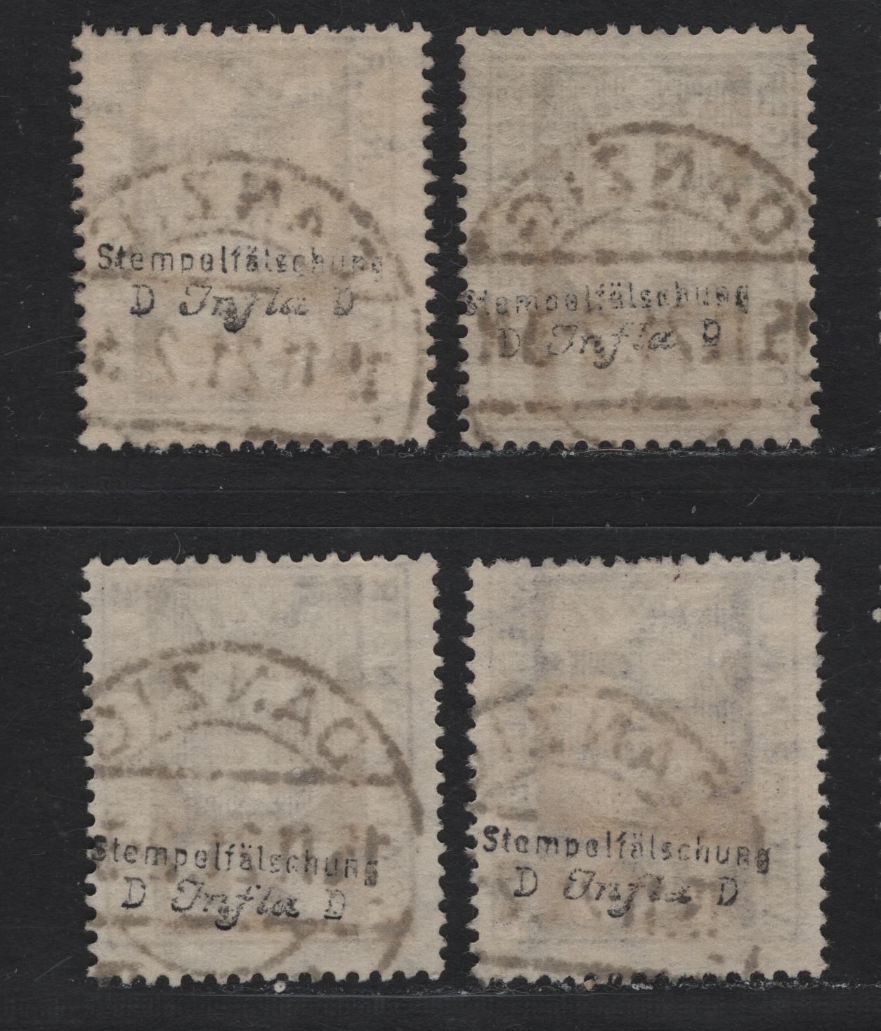 Lot 344 Danzig SC#J1-J4 (Michel 1b-4b) 10pf-60pf Dark Brown Violet Arms, 1921-1922 Postage Due Issue, 4 Fine Used Singles Expert Handstamps Designating the Cancels As Fake, Useful For Reference, Wmk Honeycomb