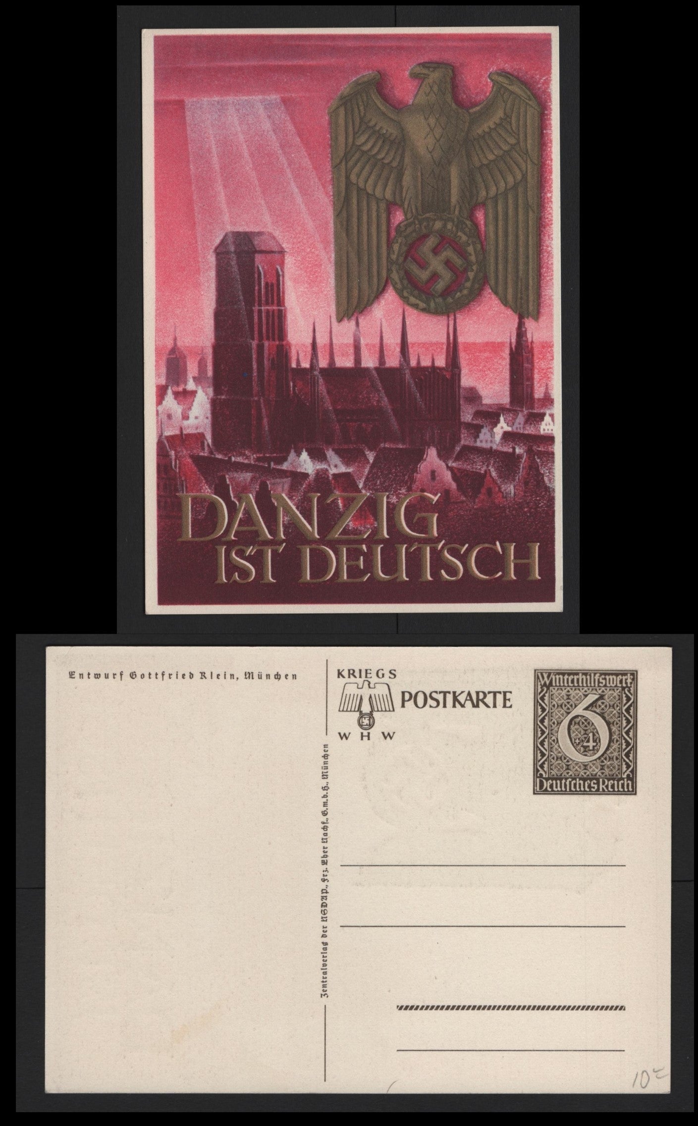 Lot 360 Germany, A Very Fine Used Postal Stationary Card, , Inscribed 'Danzig' In German, Nazi Period