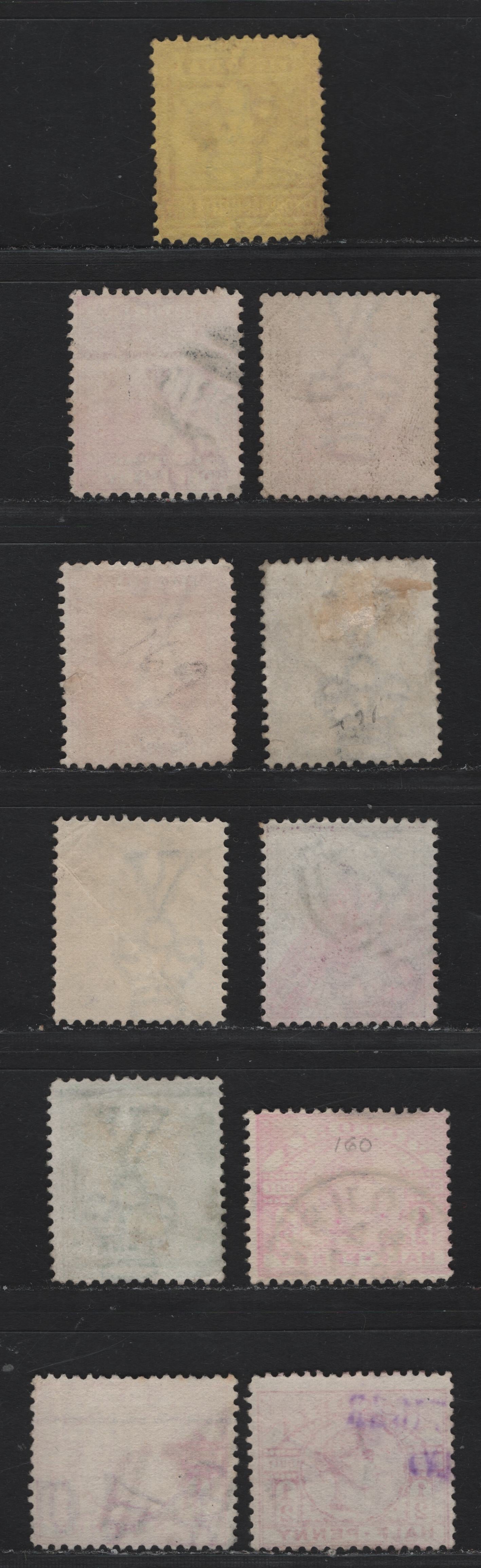 Lot 37 Australia - Victoria (C) SG#311-b/314b 1/2d-2.5d Pink-Brown Red on Yellow Queen Victoria, 1886-1896 Stamp Duty Issue, 11 VG, Fine & VF Used, Small Internal Crease On 1/2d Pink Singles Wmk V Over Narrow Based Crown