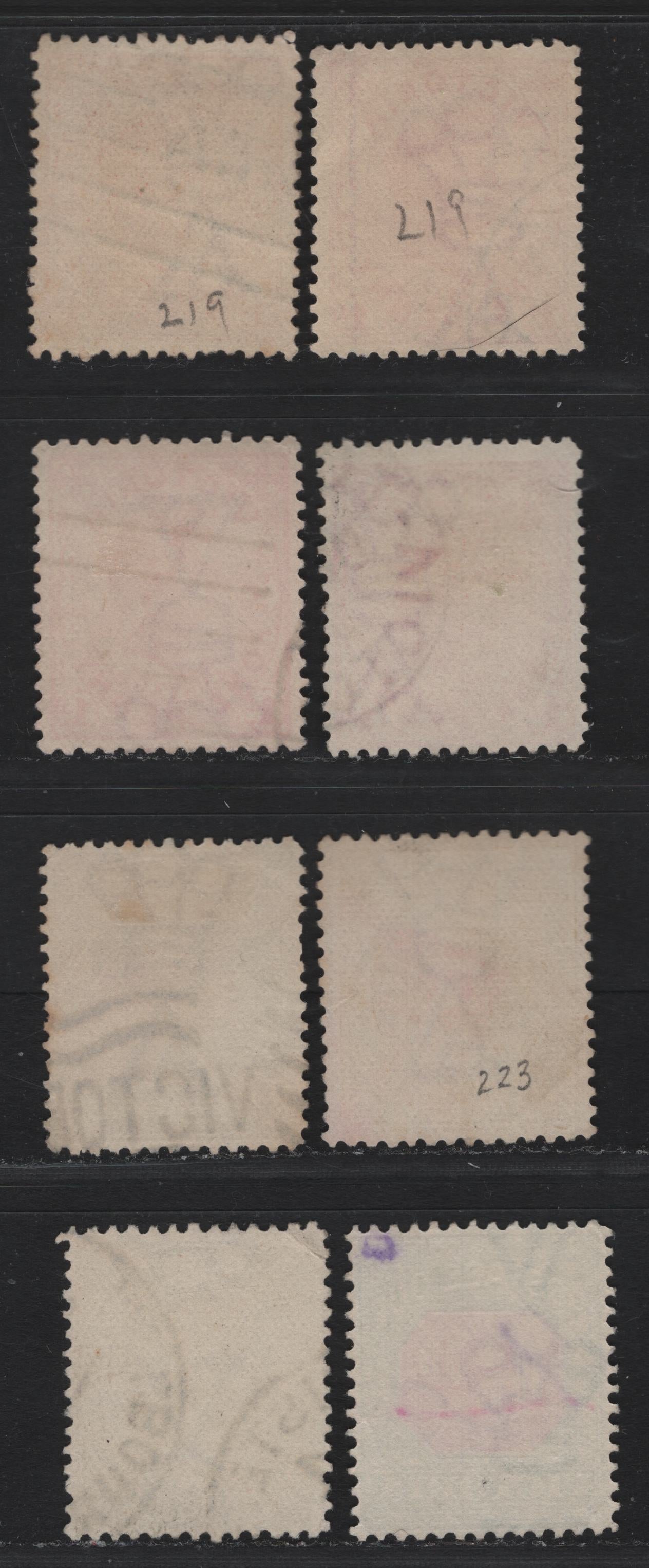 Lot 42 Australia - Victoria (C) SG#417-b/D25 1d-6d Rose Red - Pale Scarlet & Yellow Green Queen Victoria & Framed Numeral, 1905-1913 Postage Issue & 1897-1899 Postage Due Issue, 8 Fine & VF Used Singles Wmk Crown Over A & V Over Broad Based Crown