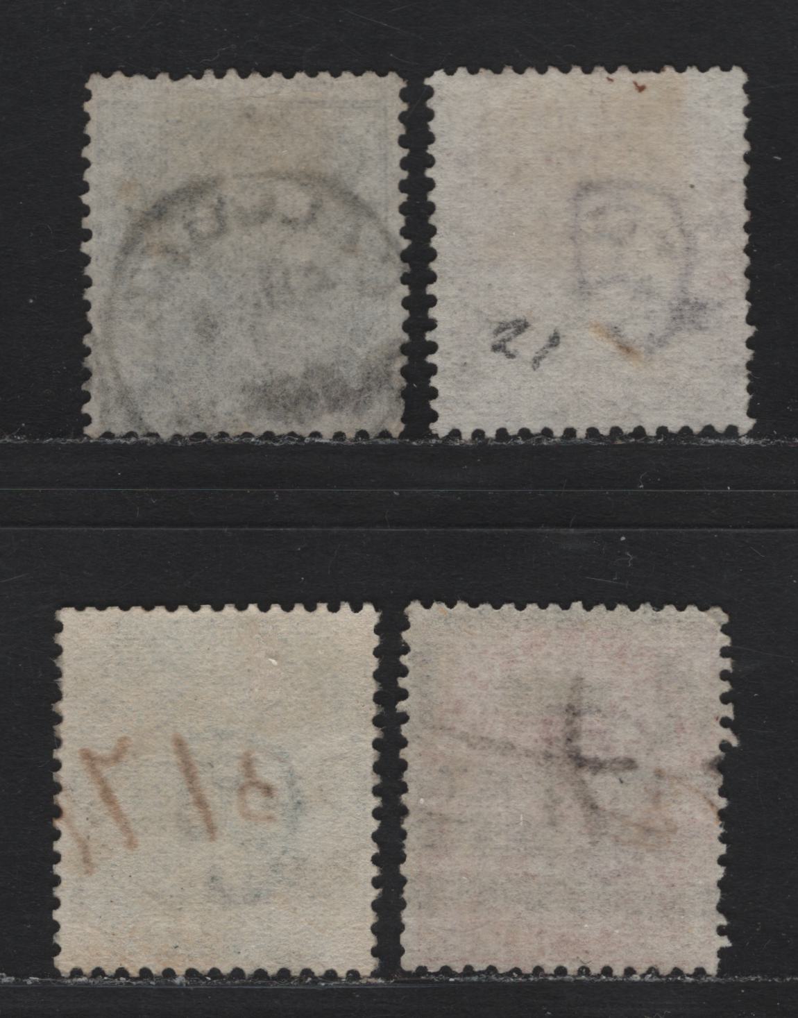 Lot 58 India (C) SG#46, 57, 69, 73 4a - 8p Gray Black - Rose , 1856-1868 Queen Victoria Keyplate Issue, 4 Ungraded Singles, 4a Gray Black Unwatermarked, Rest Elephants Head Wmk, Die 1