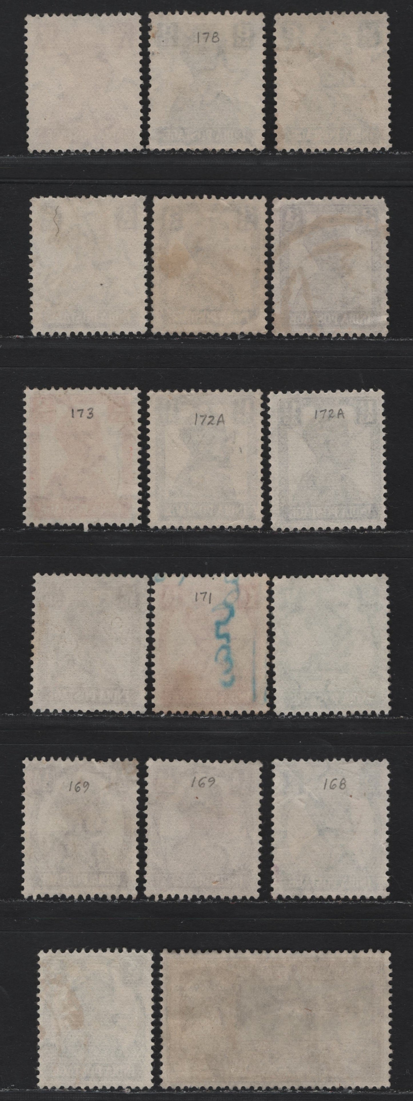 Lot 69 India (C) SG#265-271b, 273-277 3p - 14a Slate - Purple , 1940-1943 KGVI Definitive Issue, 17 Very Fine Used Singles, With Additional Shades