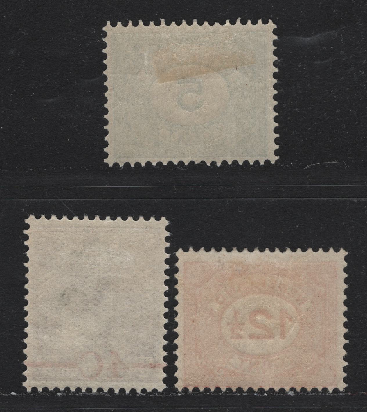 Lot 16 Netherlands SC#106-108 5c - 4c on 4.5c Green - Violet , 1921-1922 Surcharges - Redrawn Numeral Issues, 3 VG/VFOG Singles, Sans-Serif Numerals, 12.5 Has A Light Diagonal Crease