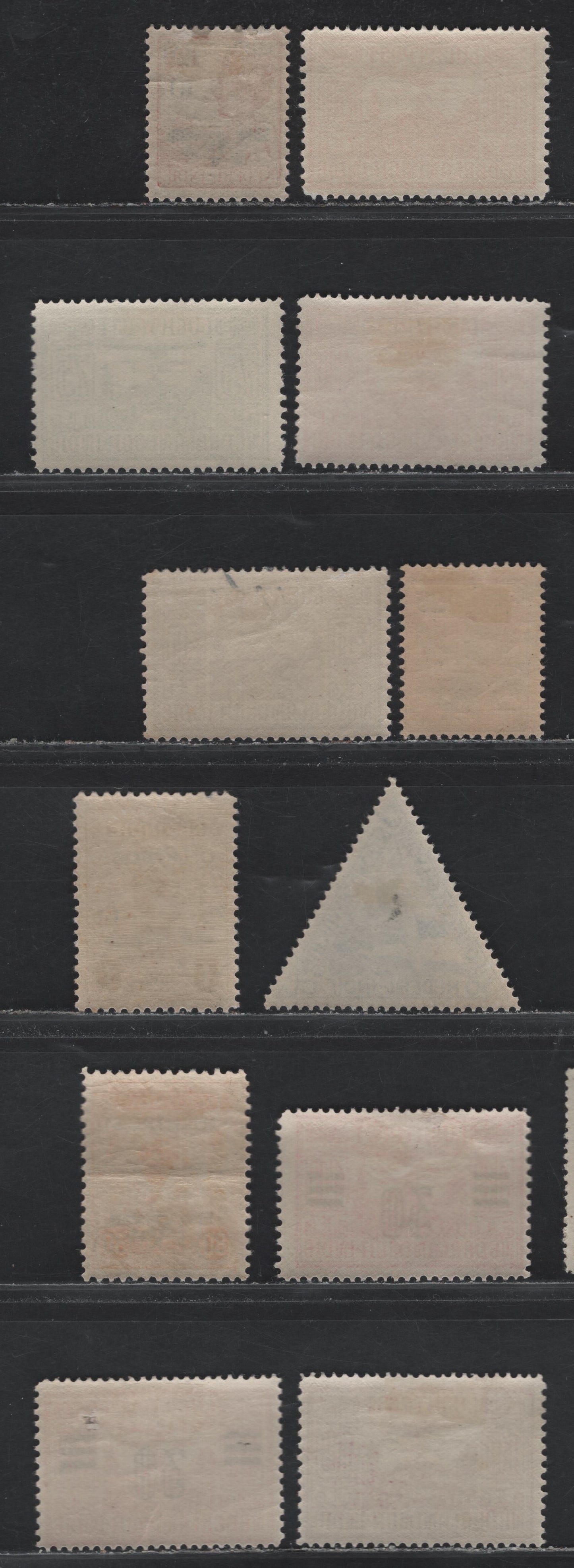 Lot 230 Netherlands Indies SC#C1-C4, C6-C12, C18 10c on 12.5c - 30c on 40c Red - Rose , 1928-1933 Airmail & Overprinted Airmail Issues, 12 F/VFOG Singles, Horizontal Crease On 3c