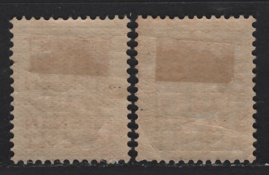 Lot 23 Netherlands SC#135-136 10c on 3c - 1g on 17.5c Pale Olive Green - Ultramarine & Brown , 1923 Surcharged Issue, 2 F/VFOG Singles, Perf 12.5
