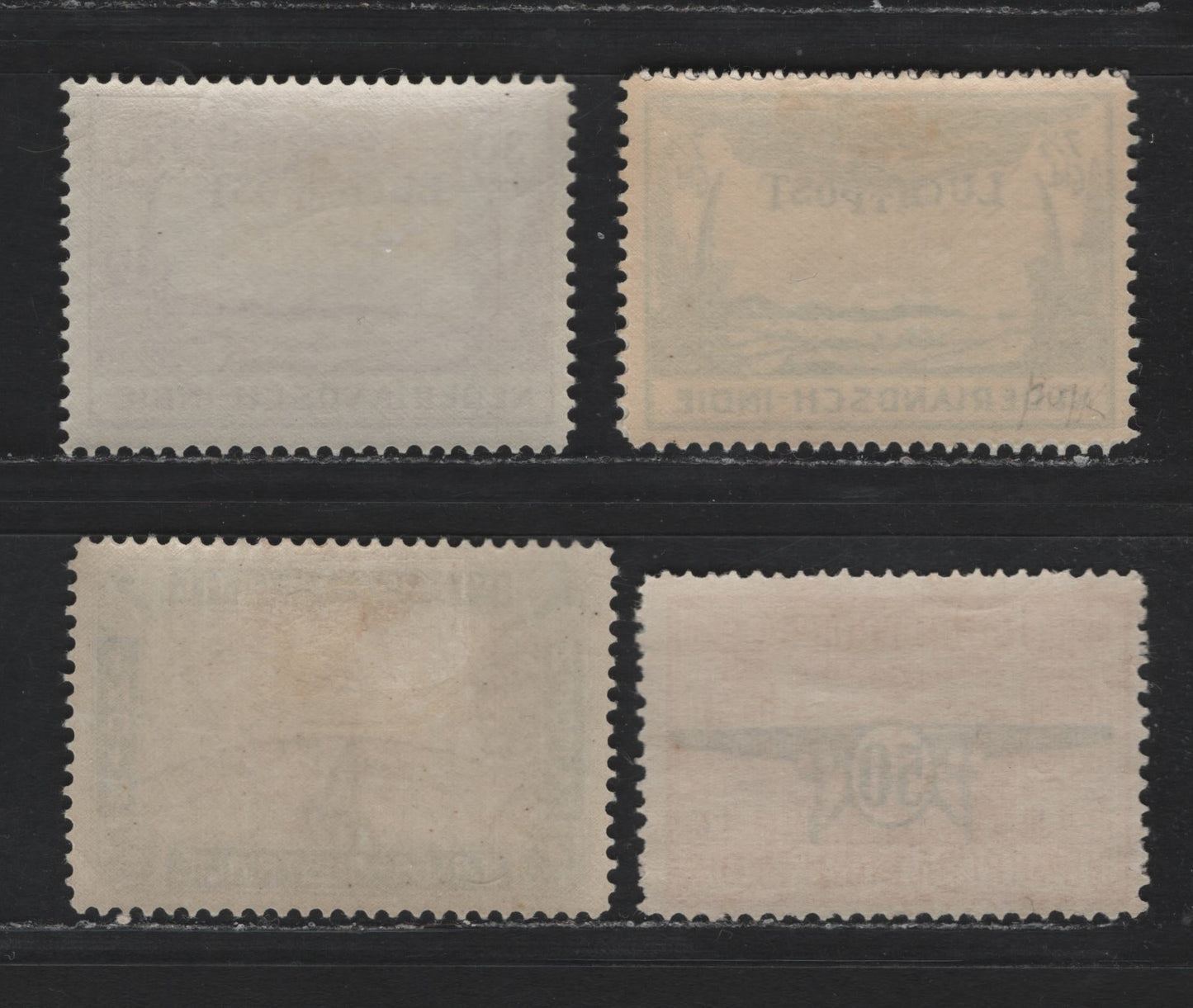 Lot 231 Netherlands Indies SC#C13-C17 1g - 50c on 1.5g , 1931-1932 First Airmail Flight - Surcharged Airmail Issue, 5 F/VFOG Singles