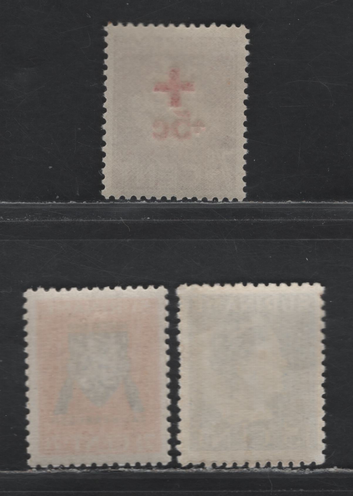 Lot 264 Surinam SC#175, B34, B40 15c - 7.5c+5c Ultramarine - Red Violet , 1941-1942 Queen Wilhelmina - Red Cross Semi Postals, 3 VFNH Singles, B40 Is Subtype Of III Where The C is Small, Small C Has the Top Of The C In Line With Top Curve Of The S