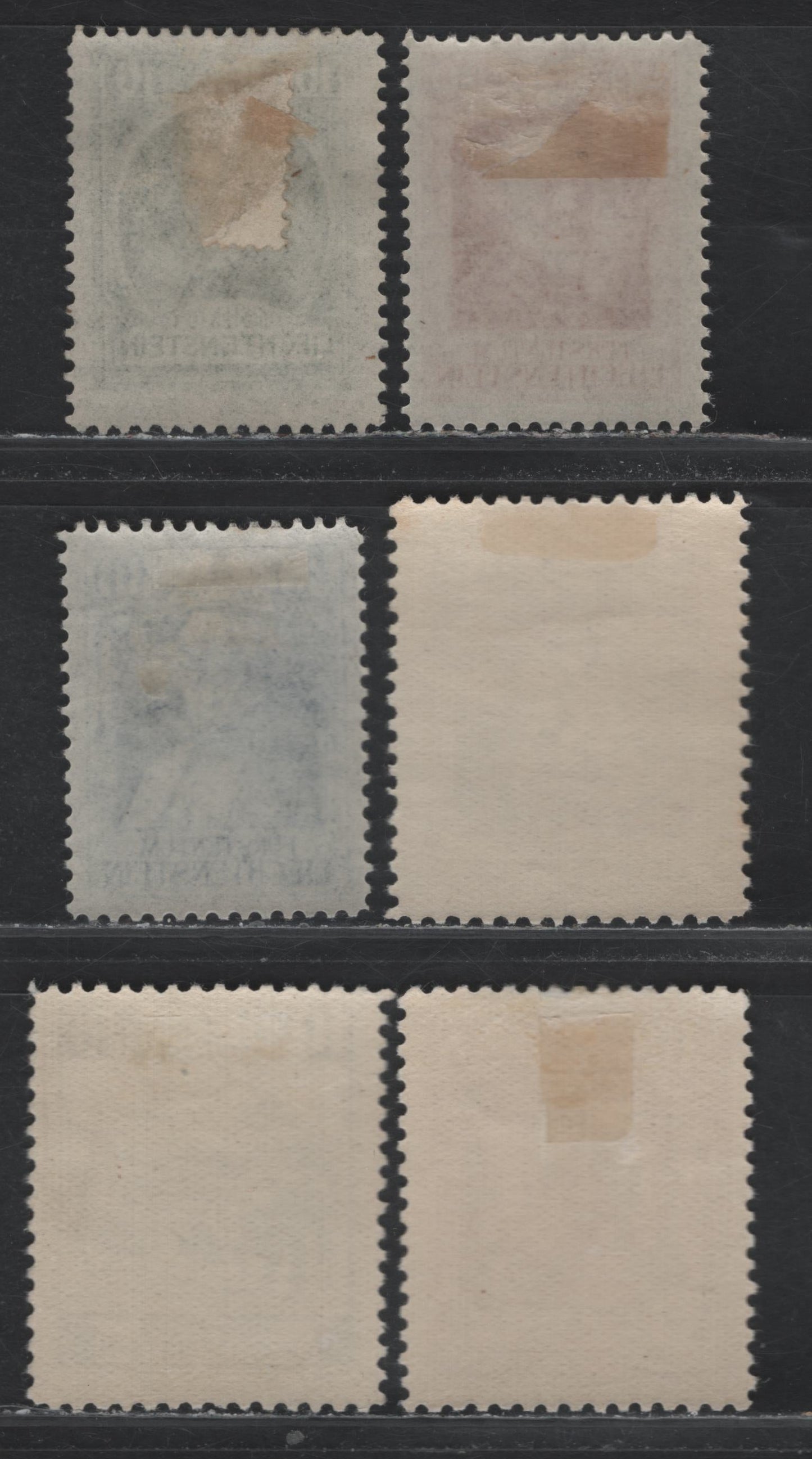 Lot 284 Liechtenstein SC#90-92, 94, 96-97 10rp - 20rp Olive Green - Deep Rose Red , 1929-1930 Ascension of Prince Francis I - Pictorial Issues, 6 F/VFOG Singles, Perf 10.5