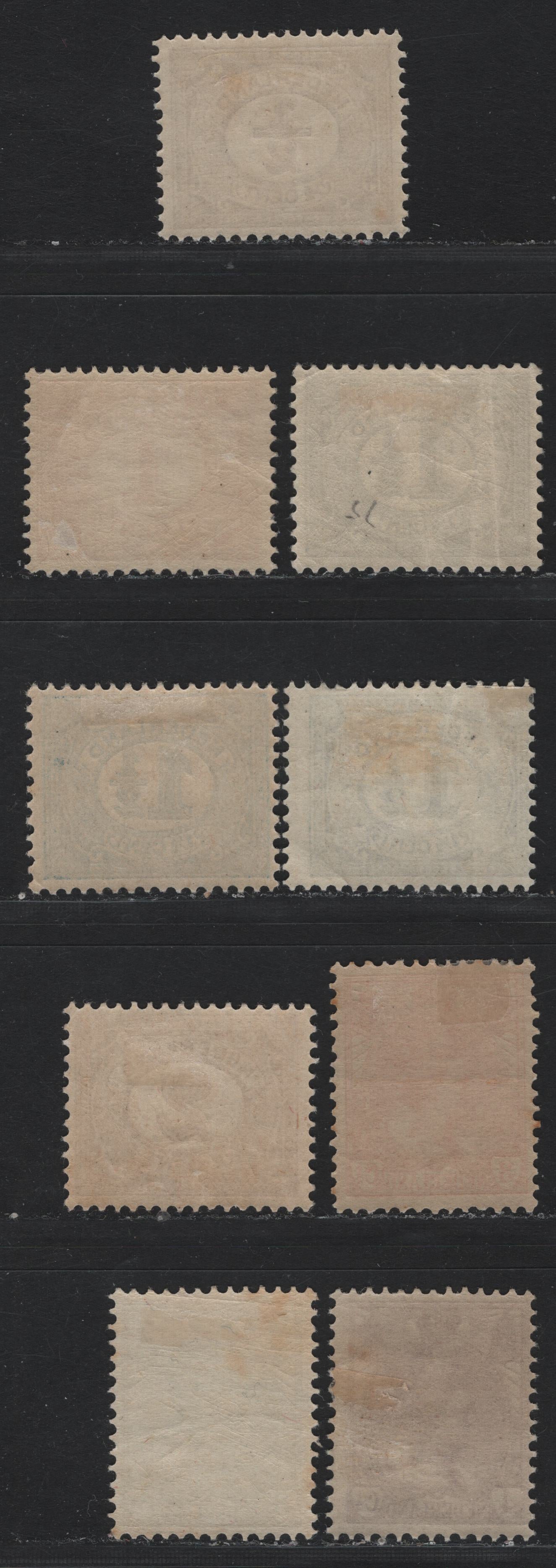 Lot 4 Netherlands SC#55-59, 61-63 1/2c - 4c Violet - Claret Numerals - Queen Wilhelmina, 1898-1924 Numerals - Queen Wilhelmina Issue, 9 VG/F/VFOG Singles, Very Light Vertical Crease on 1.5c Ultramarine