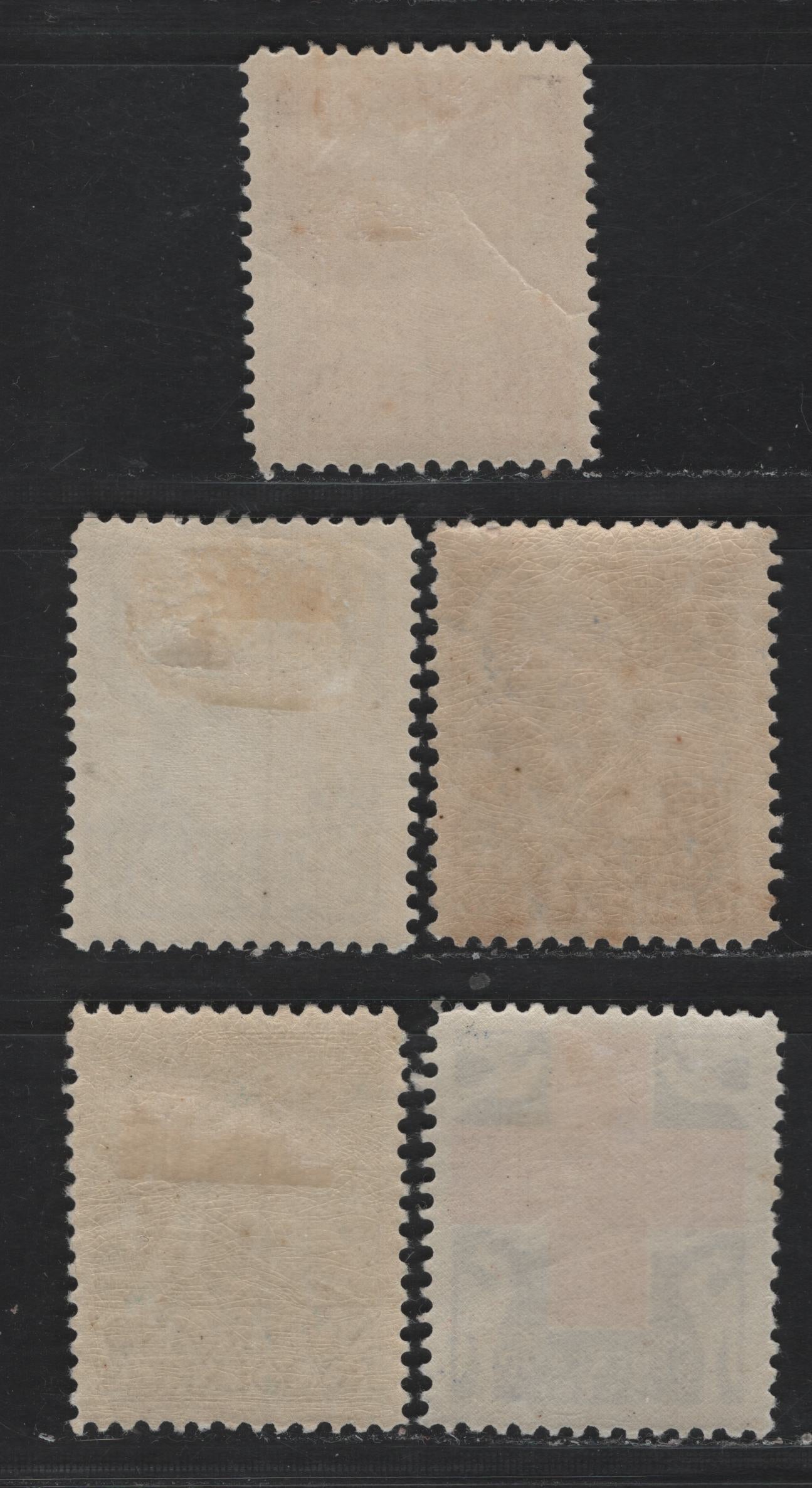 Lot 53 Netherlands SC#B16-B20 (Michel# 196b, 197-199, 199b, 200) 2c - 15c Reddish Orange - Red & Blue , 1927 60th Anniv of Netherlands Red Cross Society Issue, 5 F/VFOG Singles, Perfs 11.5 & 11.5x12 (2c & 7.5c)