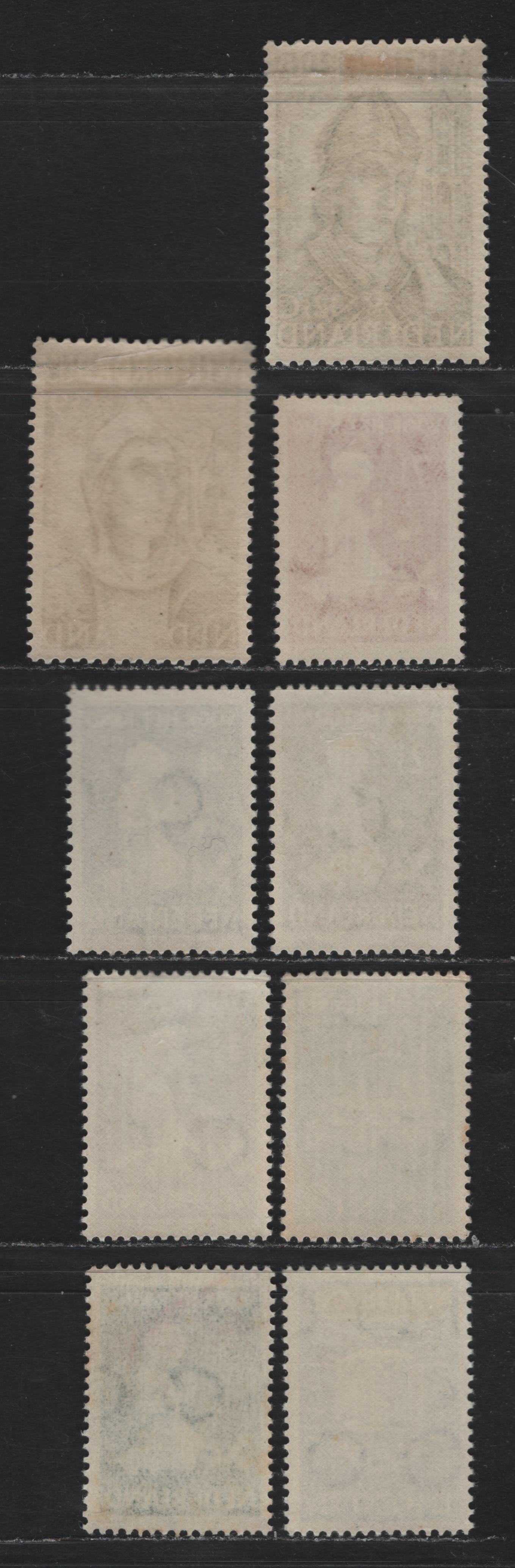 Lot 79 Netherlands SC#B129-B133, 212-215 5c - 7.5c+3.5c Dark Slate Green - Henna Brown , 1939-1940 Centenary Of Death of St. Willibrord - Destitute Children Semi Postals, 9 F/VFOG/NH Singles
