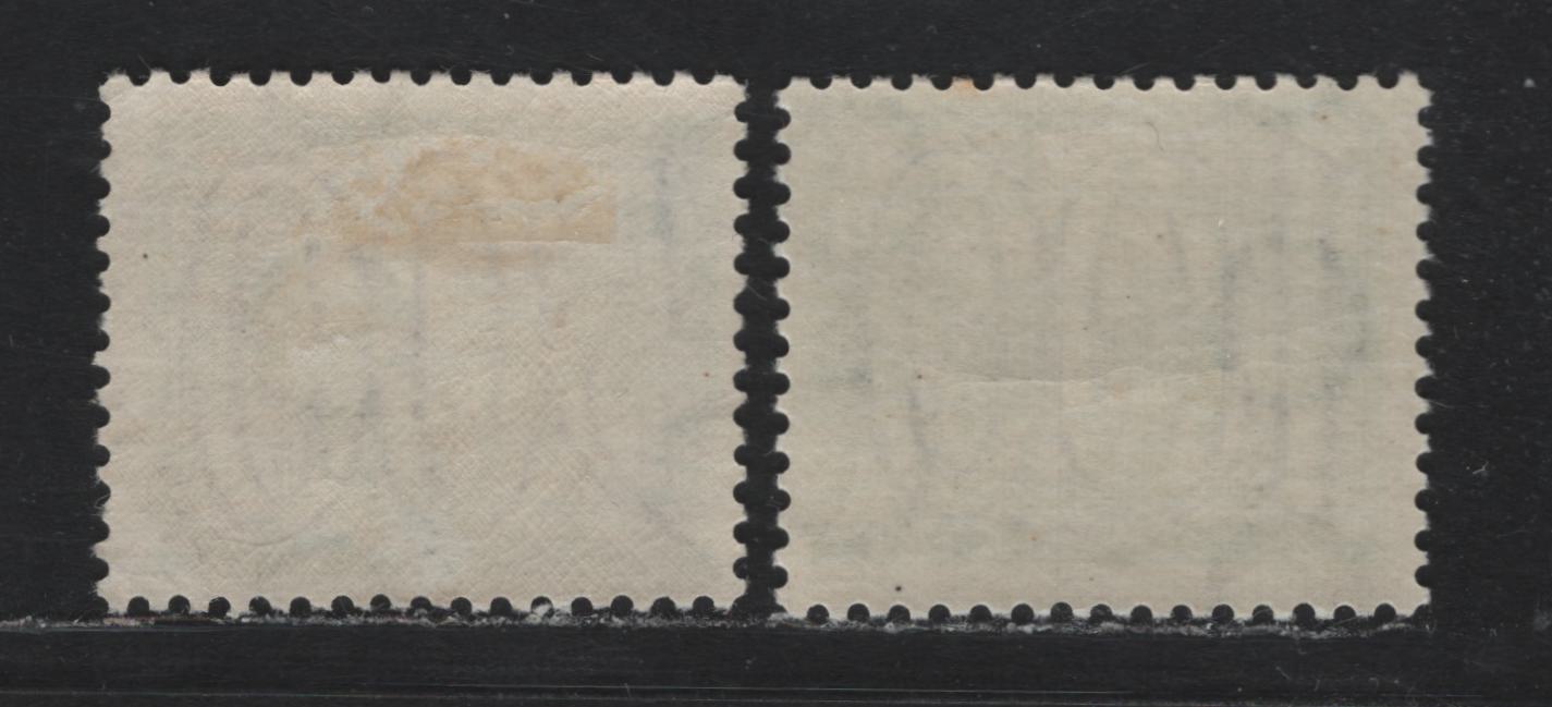 Lot 85 Netherlands SC#241, 243 1g on 3c - 5g on 3c Light Green , 1940 Surcharged Issue, 2 FOG Singles