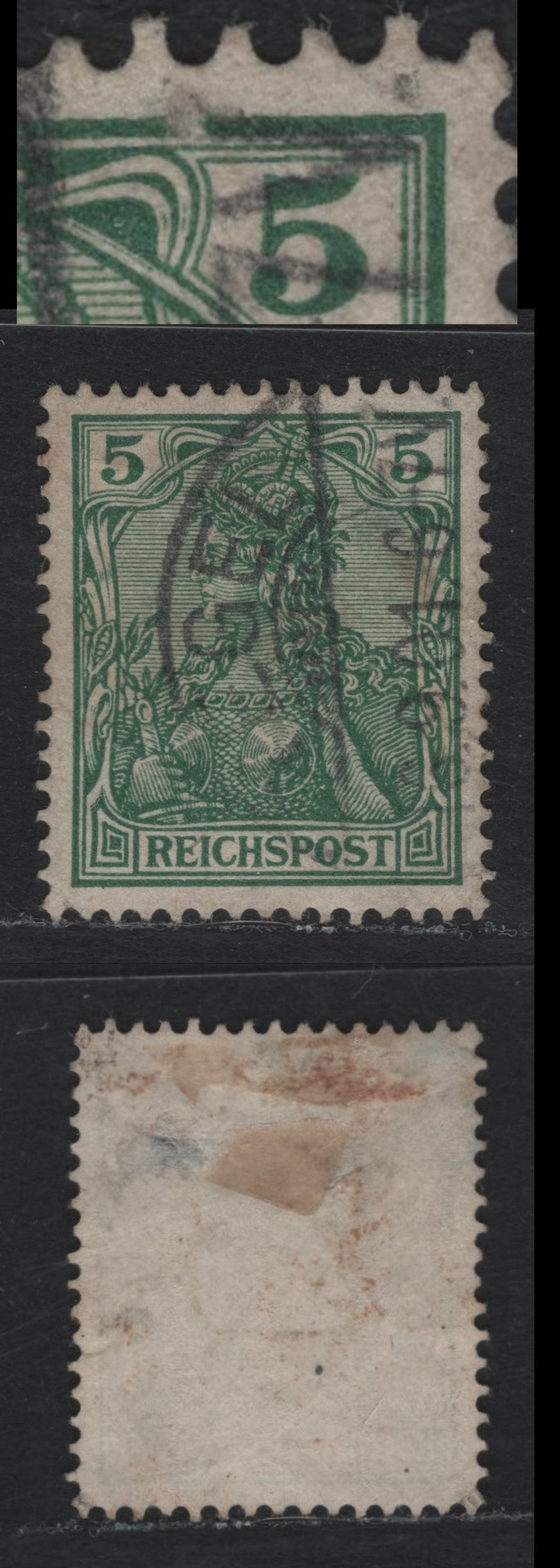 Lot 114 Germany SC#54var 5pf Green , 1900 Reichpost Germania Issues, A Very Fine Used Single, Dark Rose Red Is The Scarcer Shade