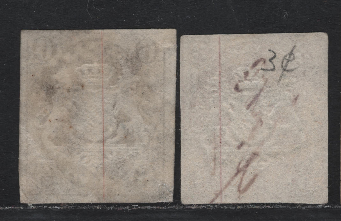 Lot 18 Bavaria SC#16, 18 (Michel# 15-16) 3kr - 6kr Rose - Bistre , 1867-1868 Imperf Embossed Arms Issue, 2 Fine Used Singles, Narrow, But Clear Margins