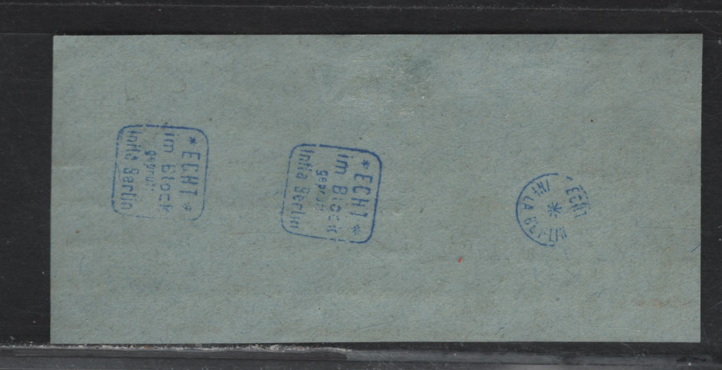 Lot 182 Germany SC#123-124 (Wk2) 30pf- 40pf Prussian Blue - Carmine Red , 1921 Germania Issue, A Fine Used Booklet Tete-Bech Strip Of 3, This is From An Uncut Sheet, March 1 1922