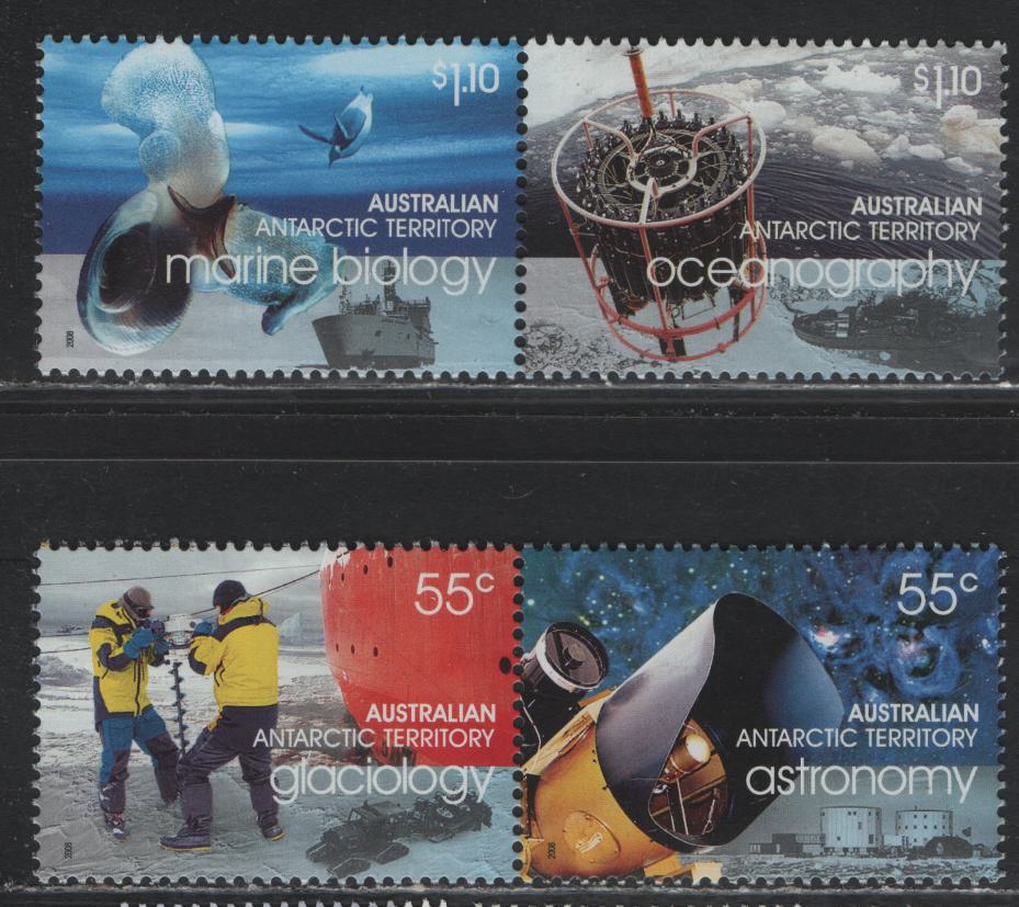 Lot 243 Australian Antarctic Territory SC#L141a, L143a 55c - $1.10 Multicolored , 2008 Int'l Polar Year Issue, 2 VFNH Pairs