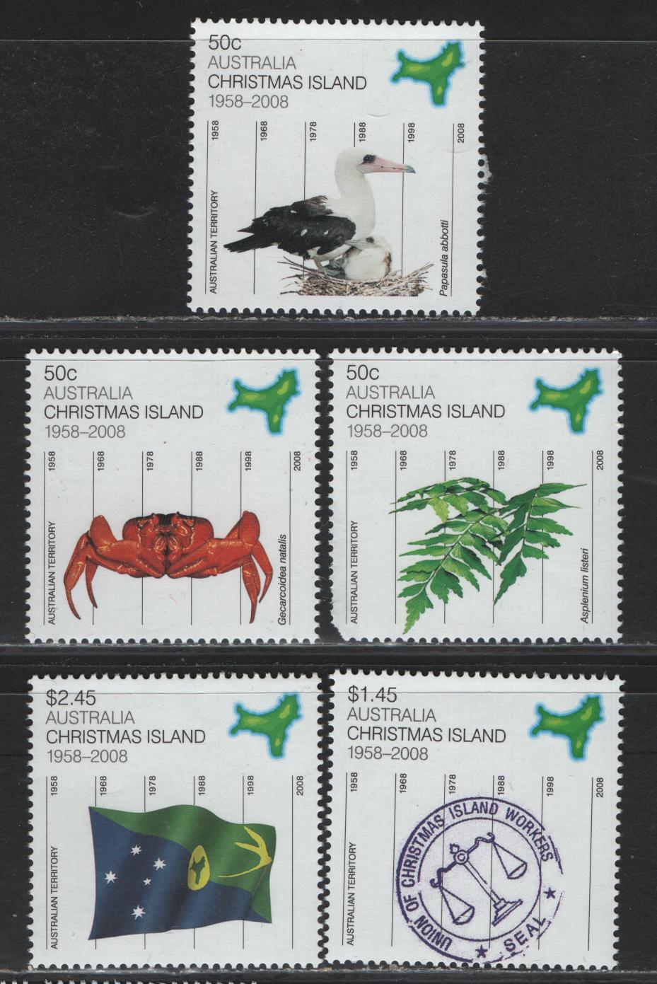Lot 244 Christmas Island SC#470-472 50c - $2.45 Multicolored , 1958-2005 Bird Issue, 4 VFNH Singles