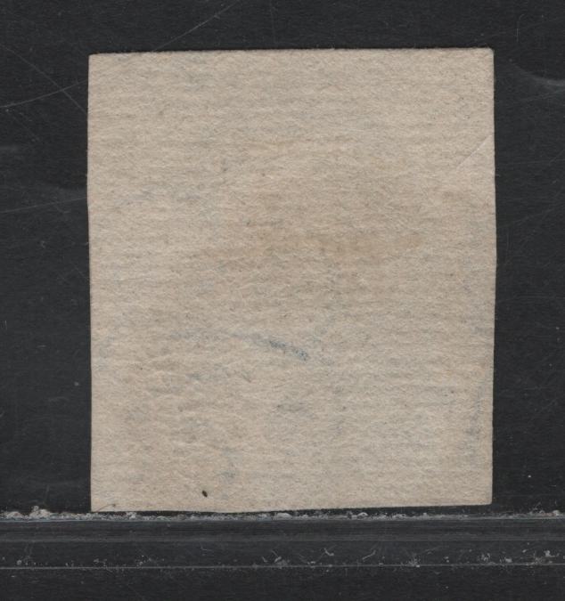 Lot 251 Belgium SC#7a 20c Blue , 1851-1854 King Leopold I Issue, A Very Fine Used Single, Horizontal Ribbed Paper, 4 Clear Margins, Just Barely Clear At Top, Jumbo On Right And Full On The Other Two Sides.