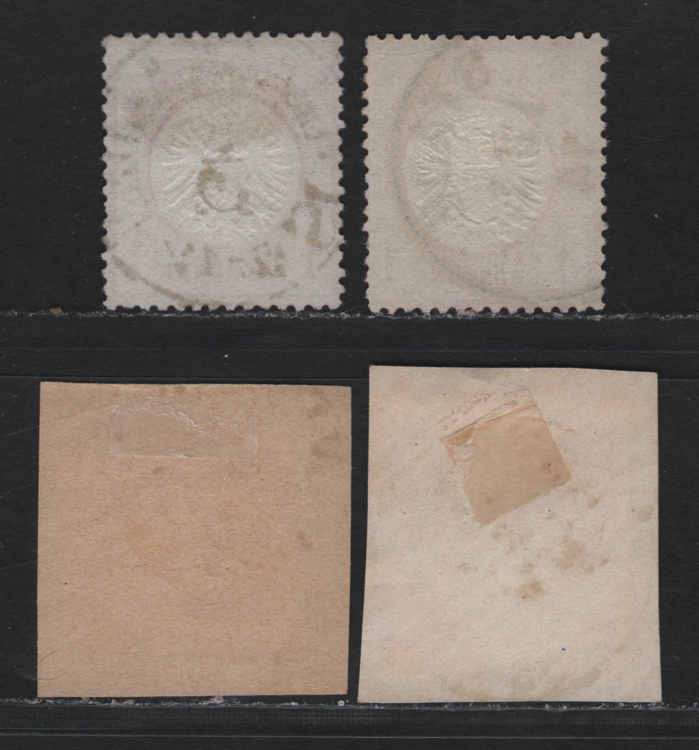 Lot 83 Germany SC#17 1gr Rose 7 Deep Rose , 1872 Eagle With Large Shield Issue, 4 Fine/Very Fine Used Singles, All With 1872-1875 Town Cancels