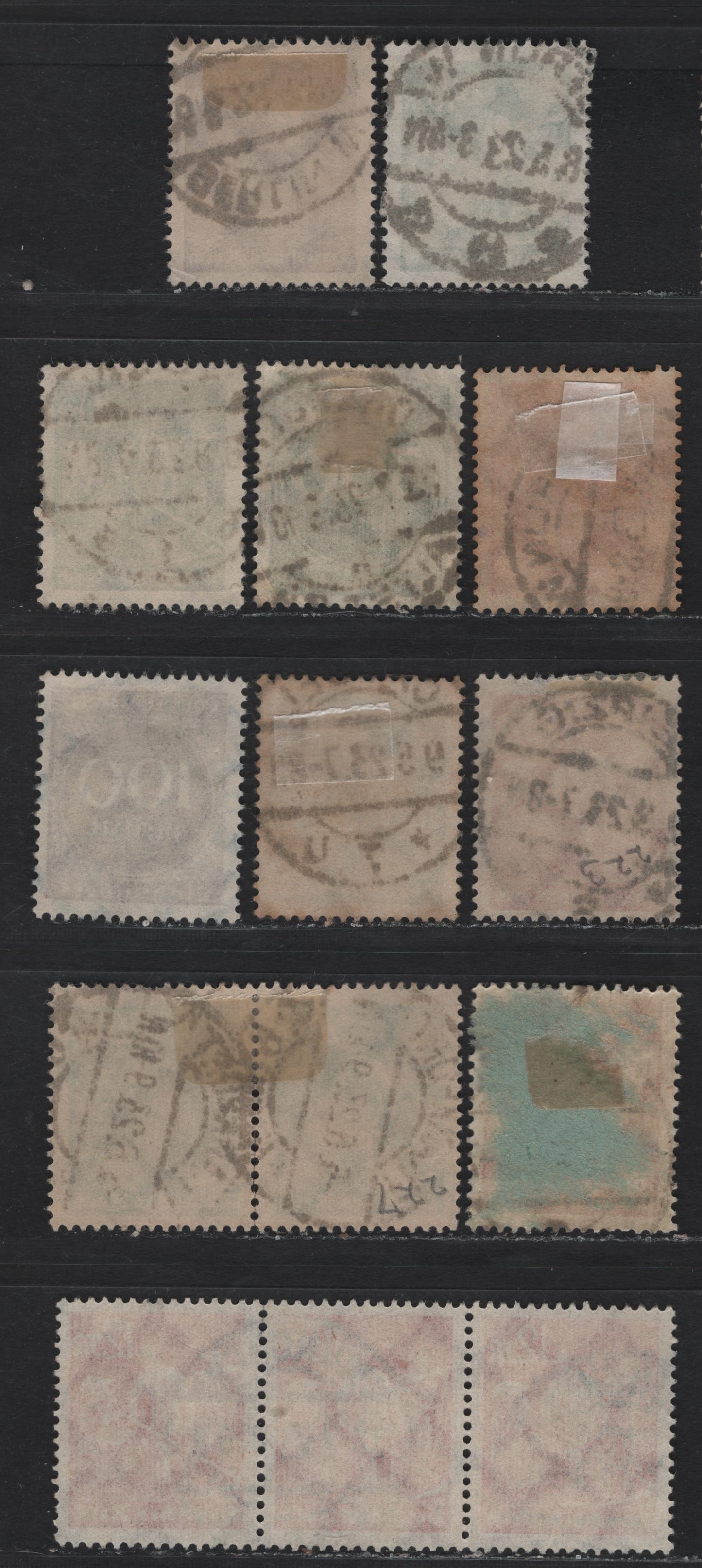 Lot 136 Germany SC#223-224, 227, 229a, 231, 233 (240, 244a, 241, 268a, 270, 272) 10m - 1000m Dull Blue - Slate , 1922-1923 Numeral & Worker Issue, 11 Fine/Very Fine Used Singles, Pairs & Strip Of 3, Postally Used, Dated, Readable Town Cancels